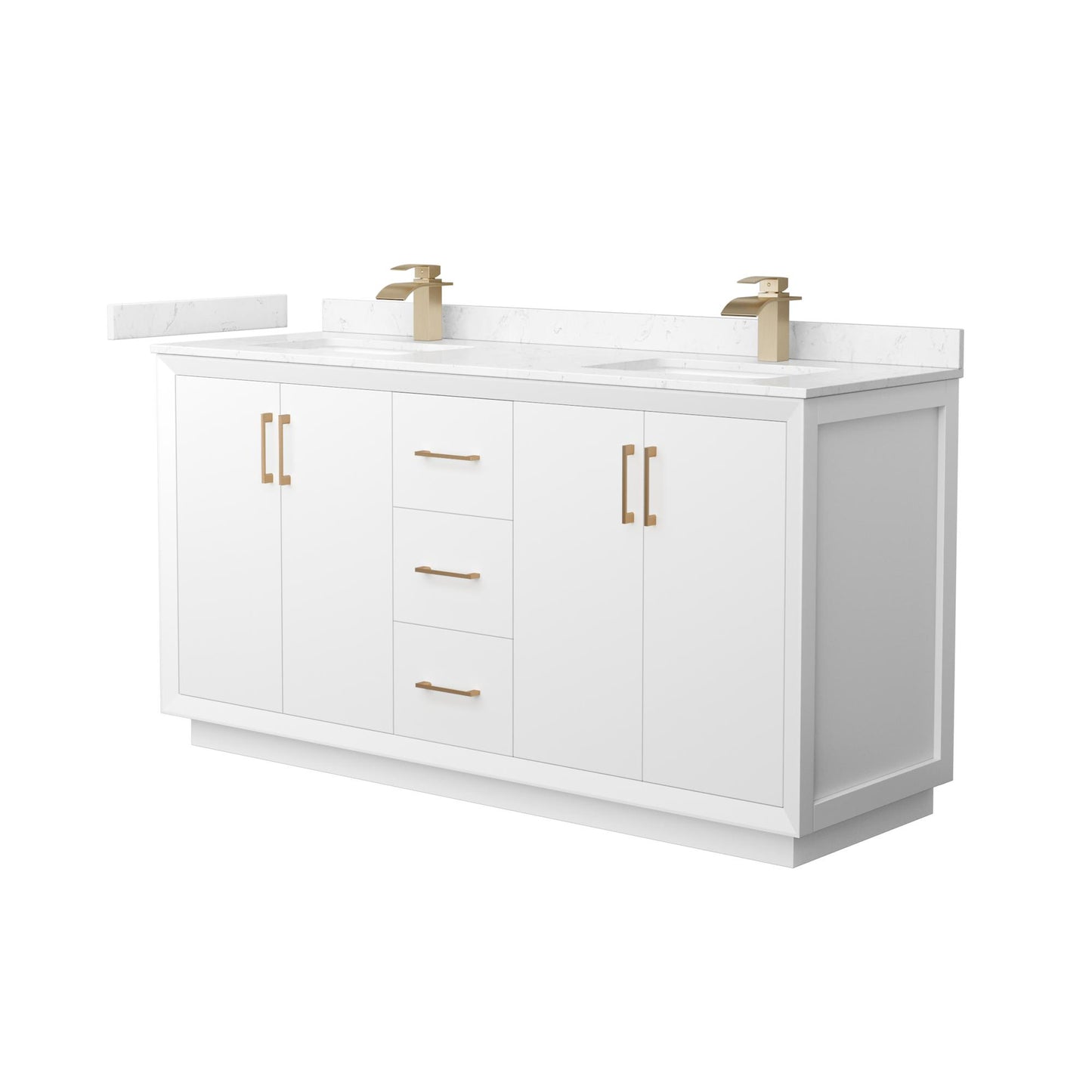 Strada Bathroom Vanity with Countertop 66 inch Double Sink Single hole Faucet Setup