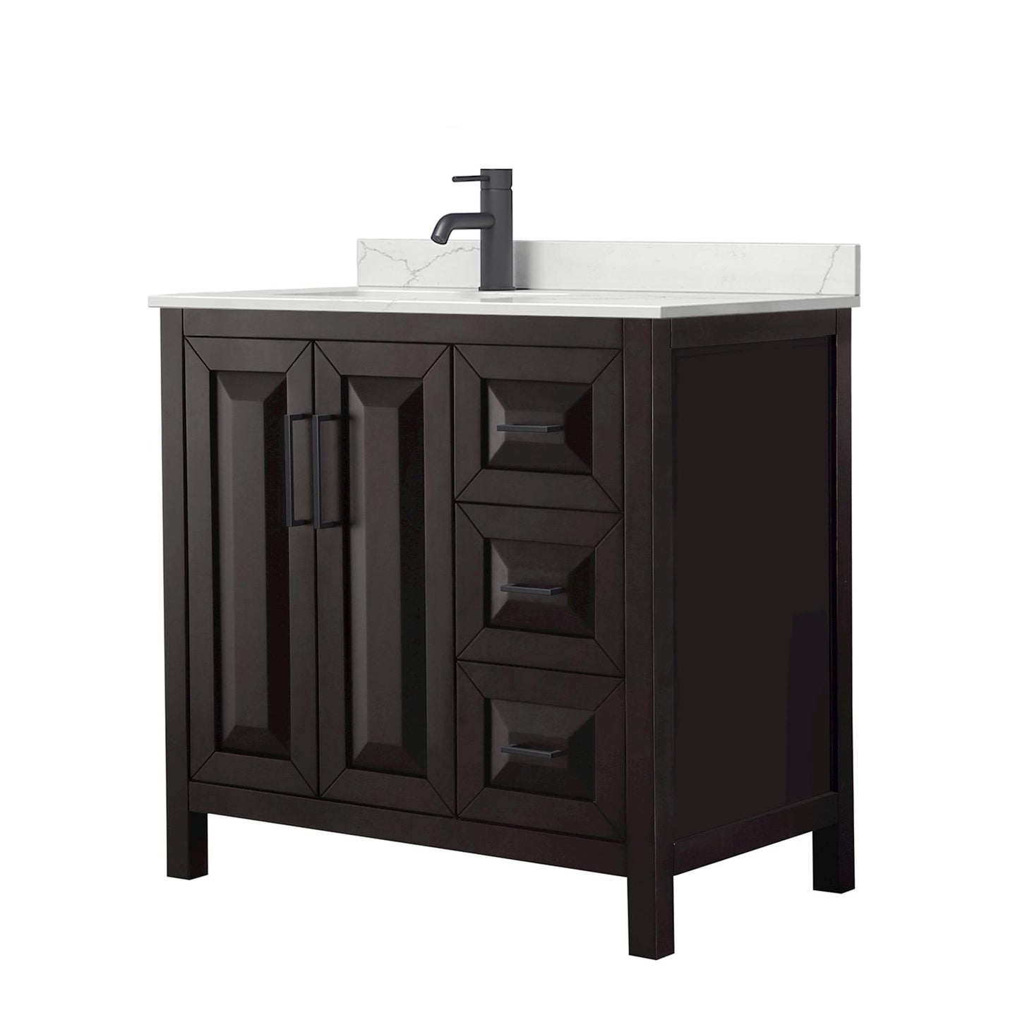 Daria Bathroom Vanity with Countertop 36 inch Single Sink Single hole Faucet Setup