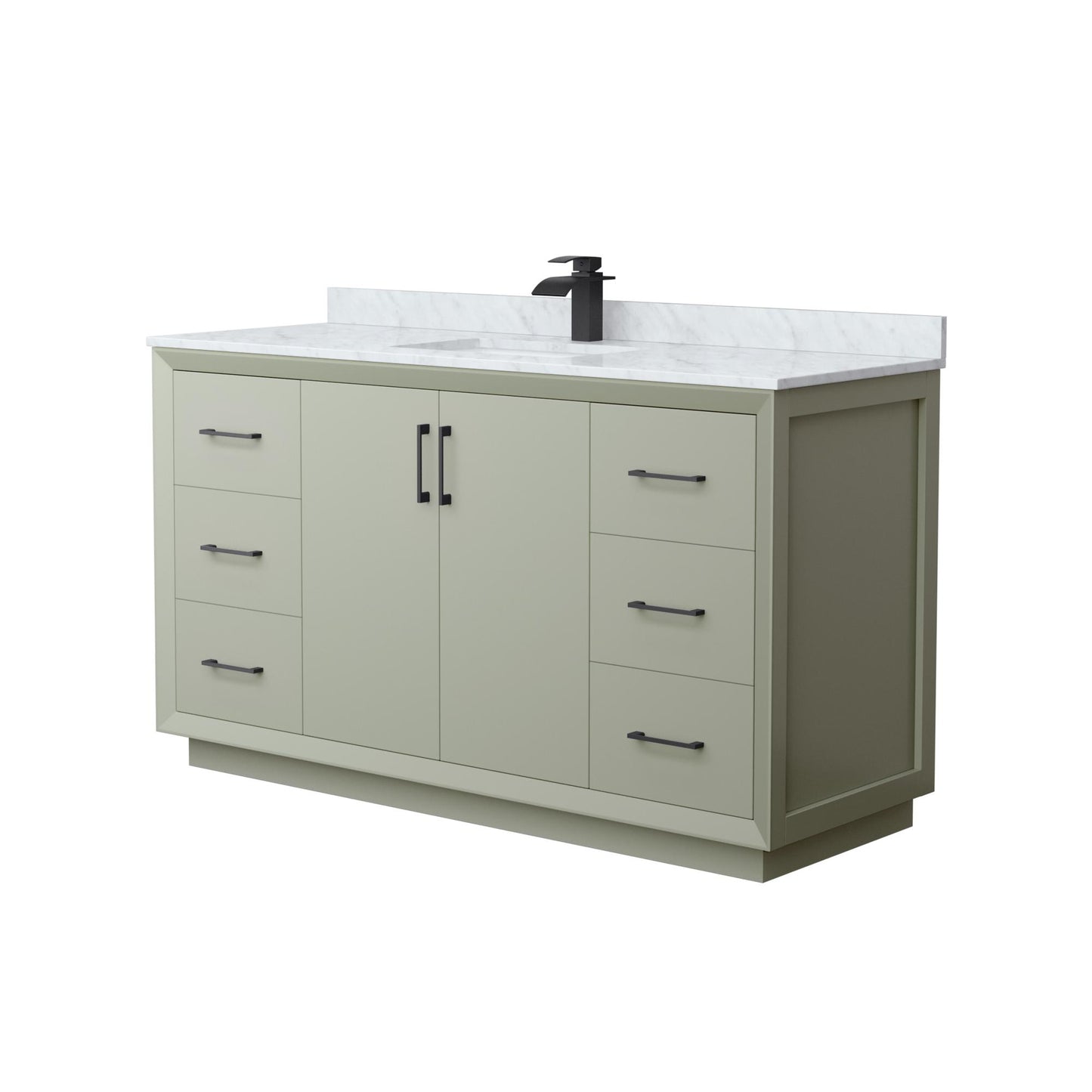 Strada Bathroom Vanity with Countertop 60 inch Single Sink Single hole Faucet Setup