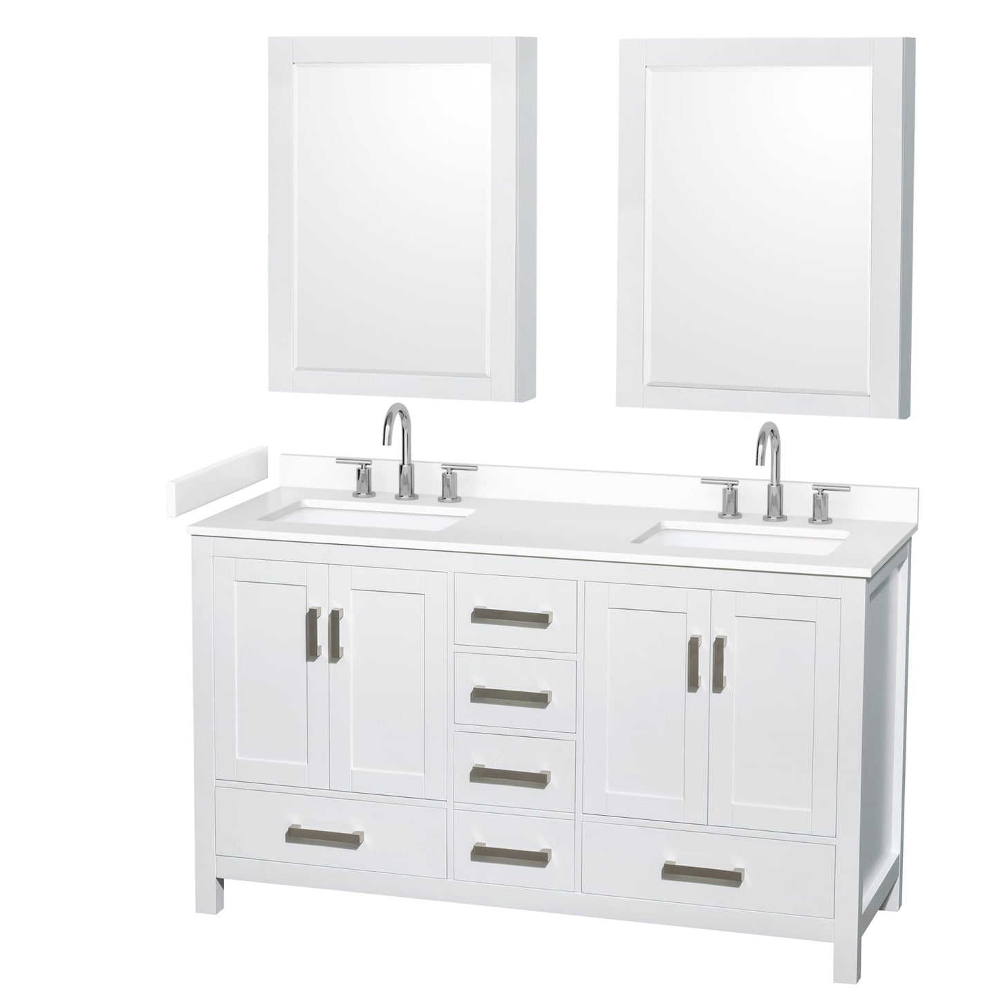Sheffield Bathroom Vanity with Countertop 60 inch Double Sink 3-hole Faucet Setup