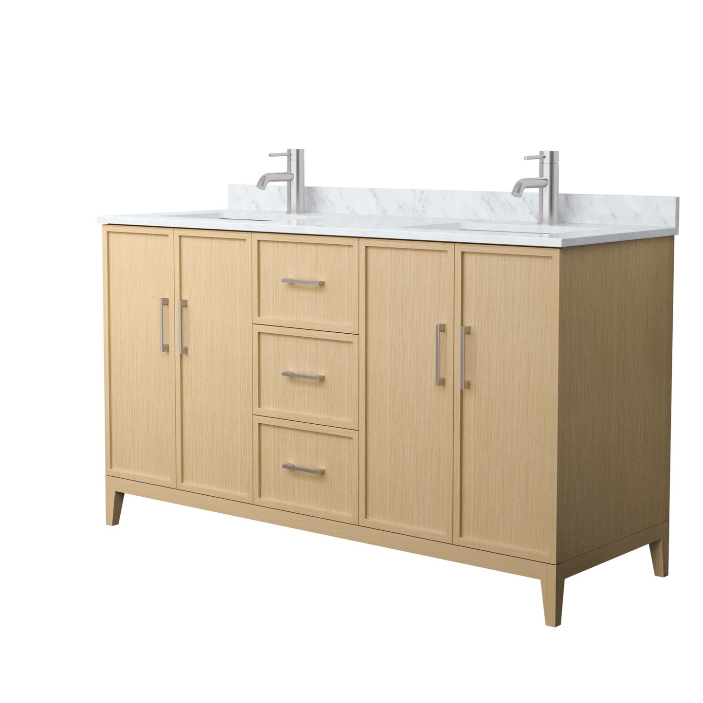 Elan Bathroom Vanity with Countertop 60 inch Double Sink Single hole Faucet Setup