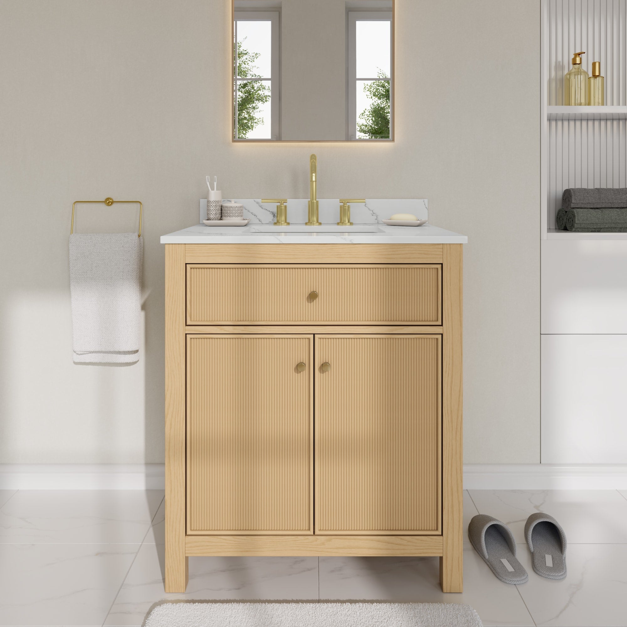Pendry Bathroom Vanity with Countertop 30 inch Single Sink 3-hole Fauc ...