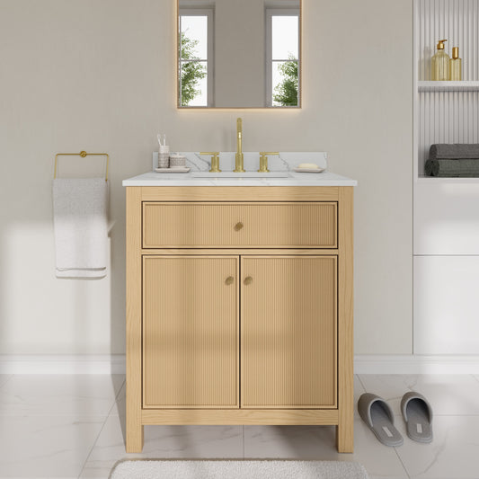 Pendry Bathroom Vanity with Countertop 30 inch Single Sink 3-hole Faucet Setup