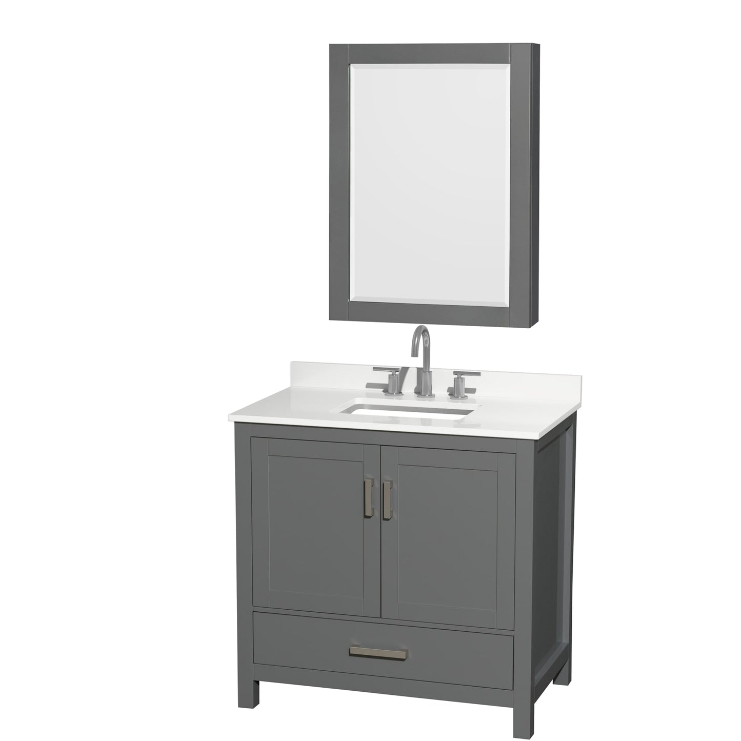 Sheffield Bathroom Vanity with Countertop 36 inch Single Sink 3-hole Faucet Setup