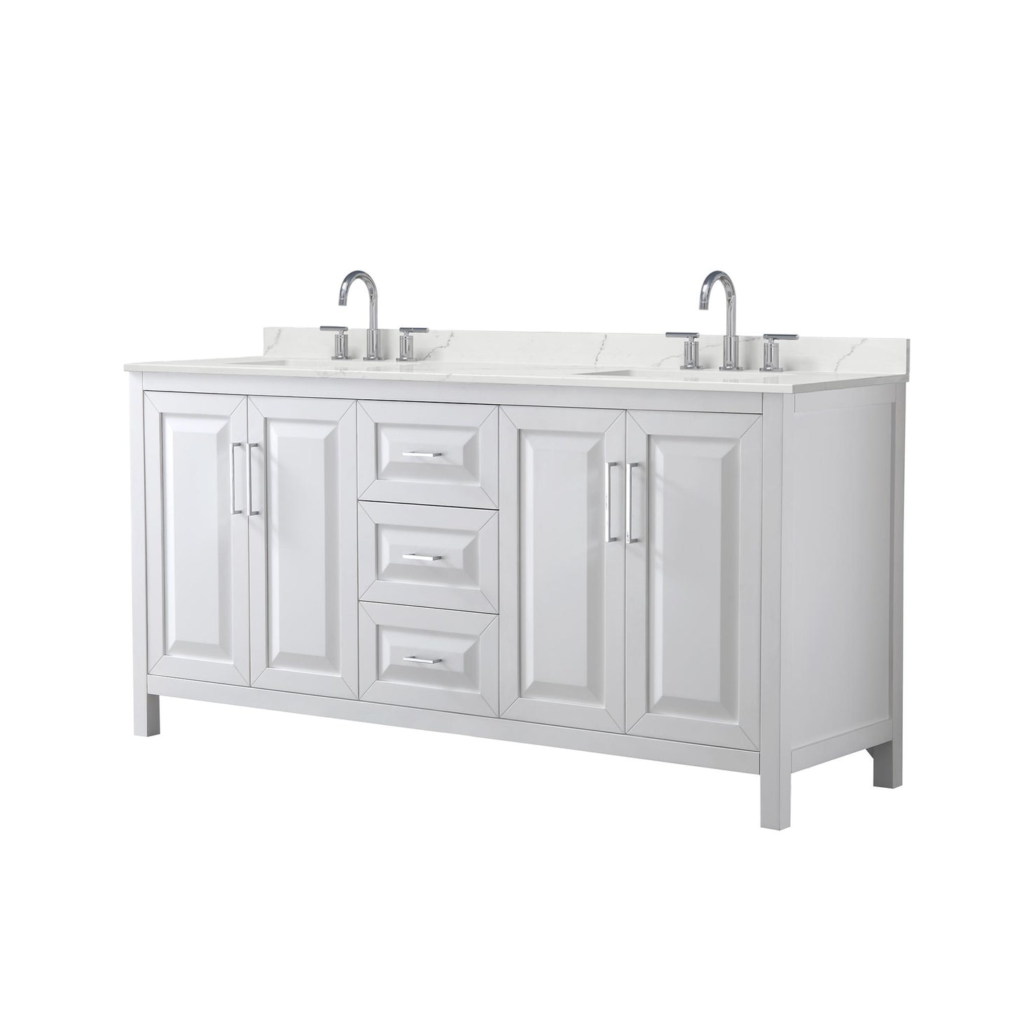 Daria Bathroom Vanity with Countertop 72 inch Double Sink 3-hole Faucet Setup