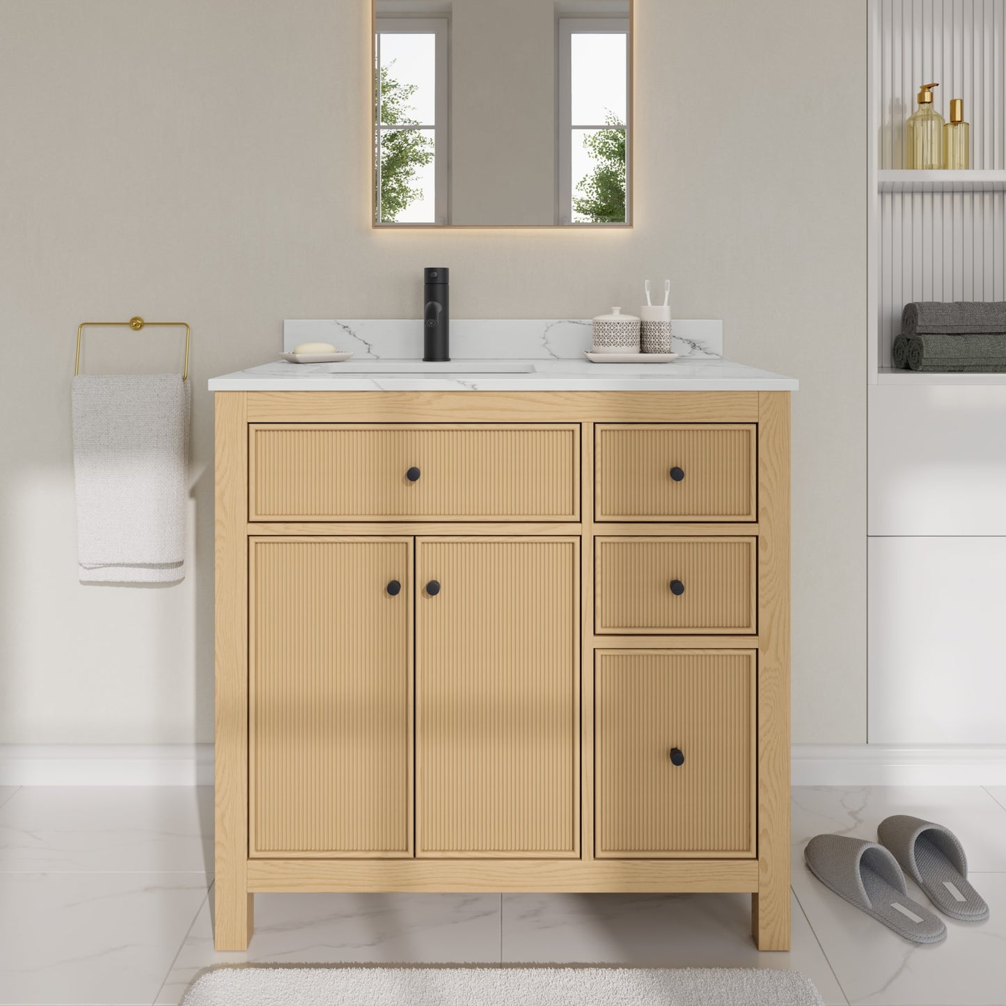 Pendry Bathroom Vanity with Countertop 36 inch Single Sink Single hole Faucet Setup
