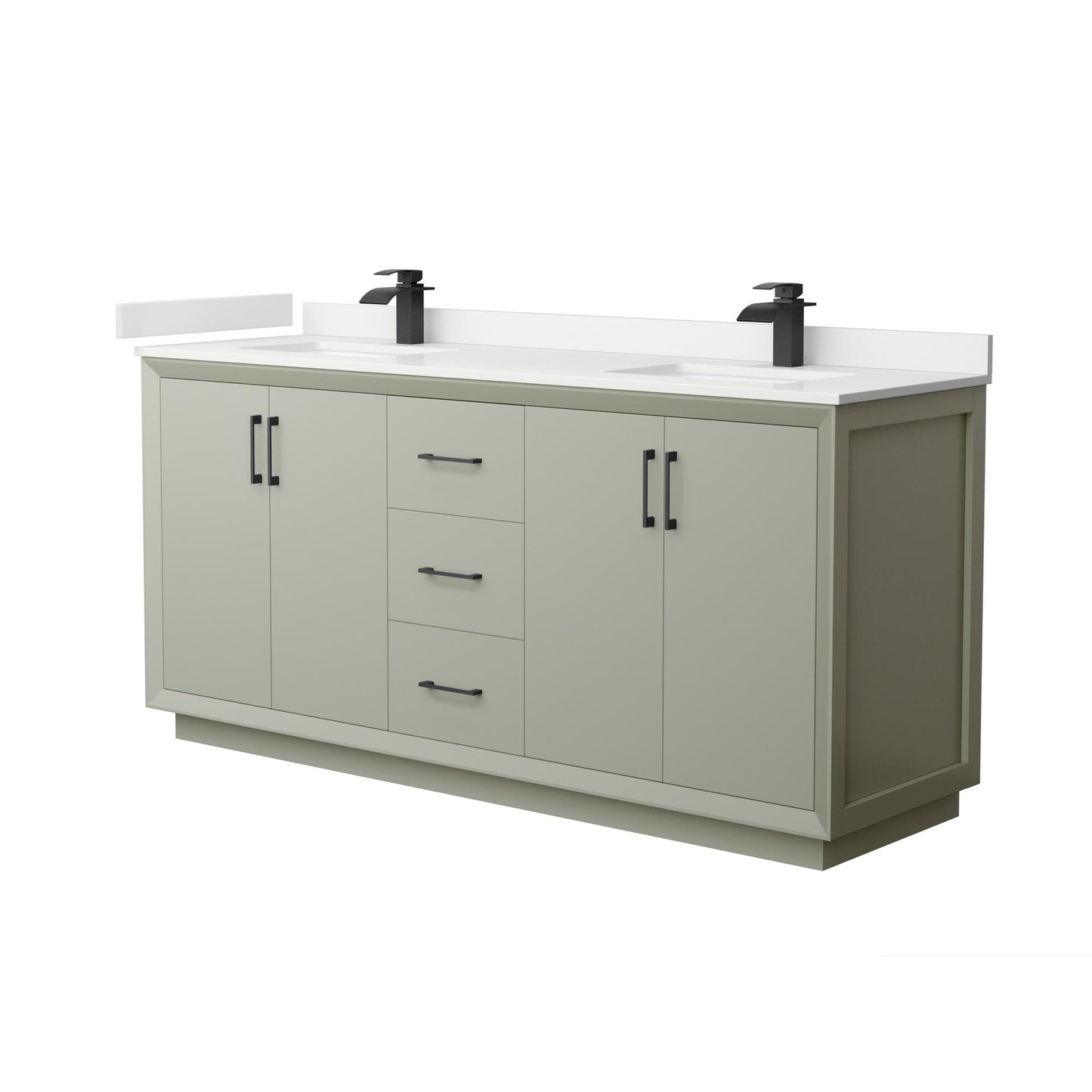 Strada Bathroom Vanity with Countertop 72 inch Double Sink Single hole Faucet Setup