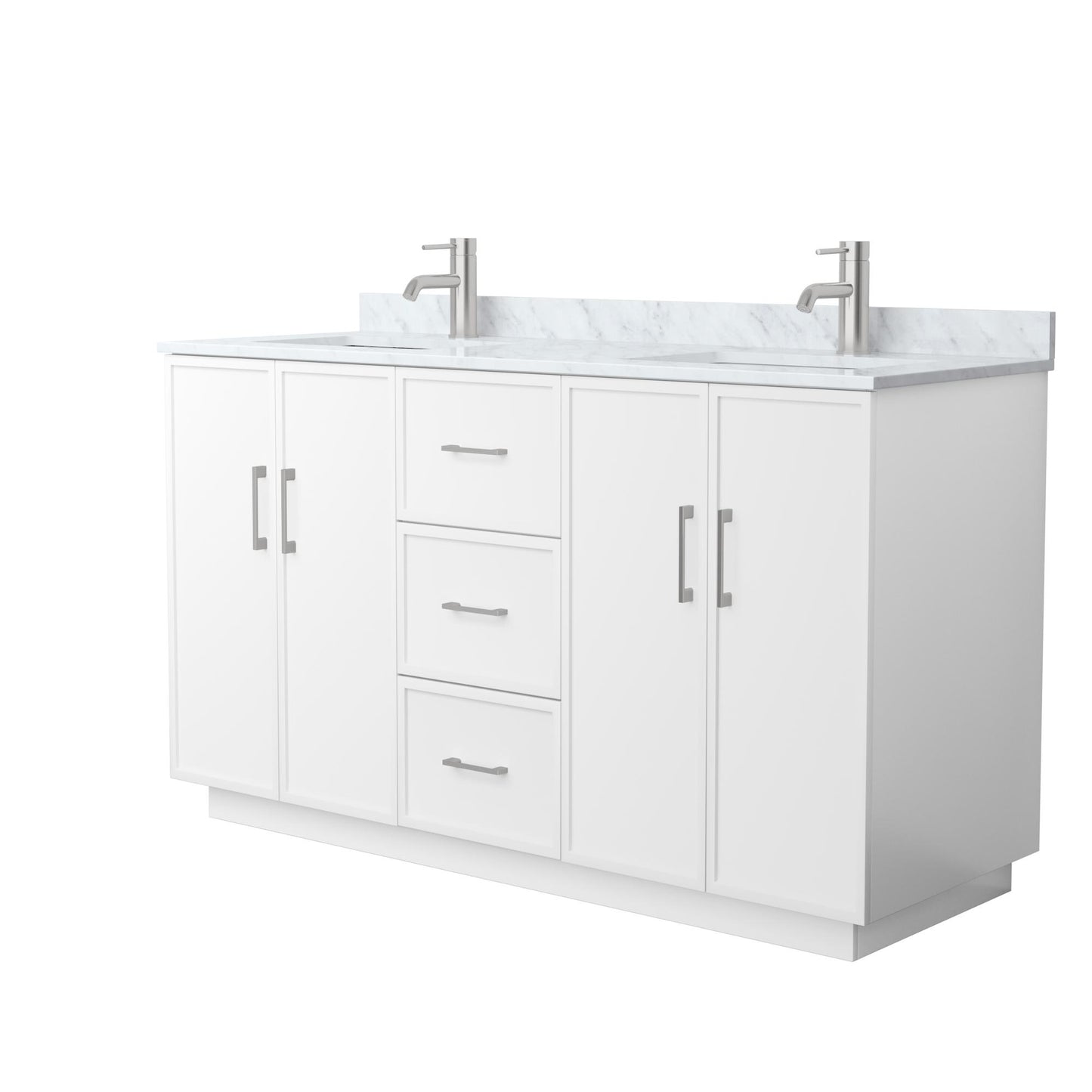 Elan TK Bathroom Vanity with Countertop 60 inch Double Sink Single hole Faucet Setup