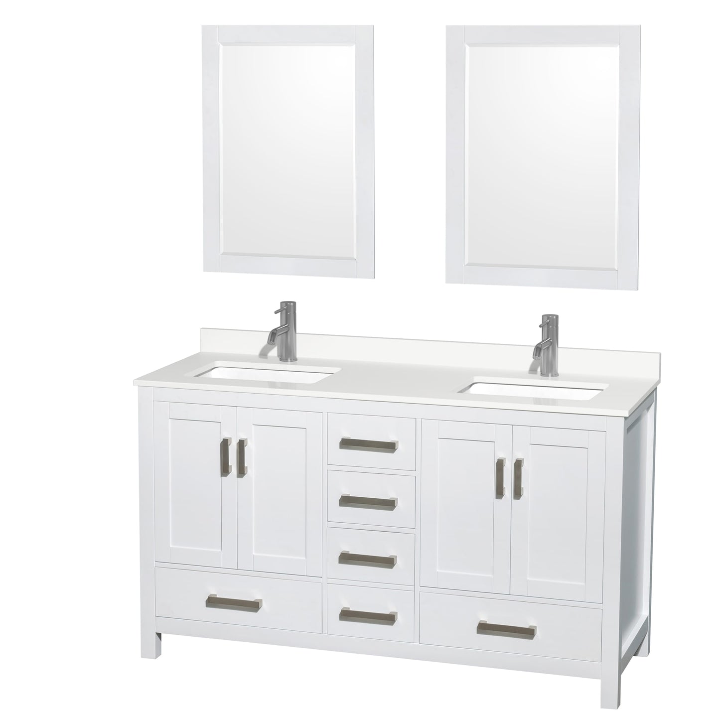 Sheffield Bathroom Vanity with Countertop 60 inch Double Sink Single hole Faucet Setup