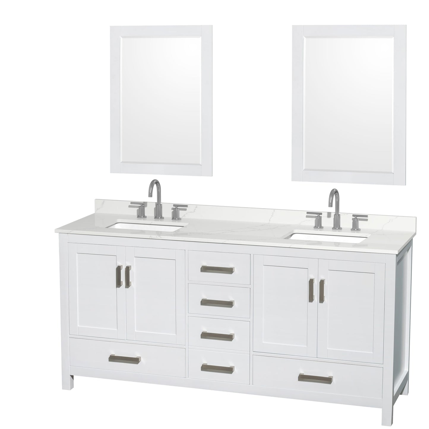 Sheffield Bathroom Vanity with Countertop 72 inch Double Sink 3-hole Faucet Setup