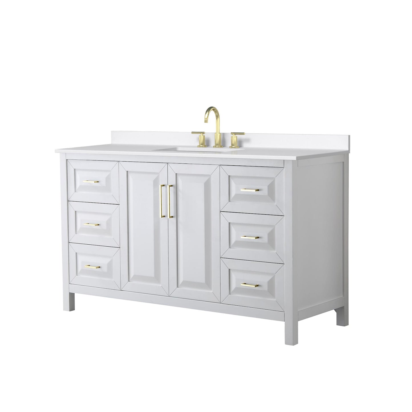 Daria Bathroom Vanity with Countertop 60 inch Single Sink 3-hole Faucet Setup