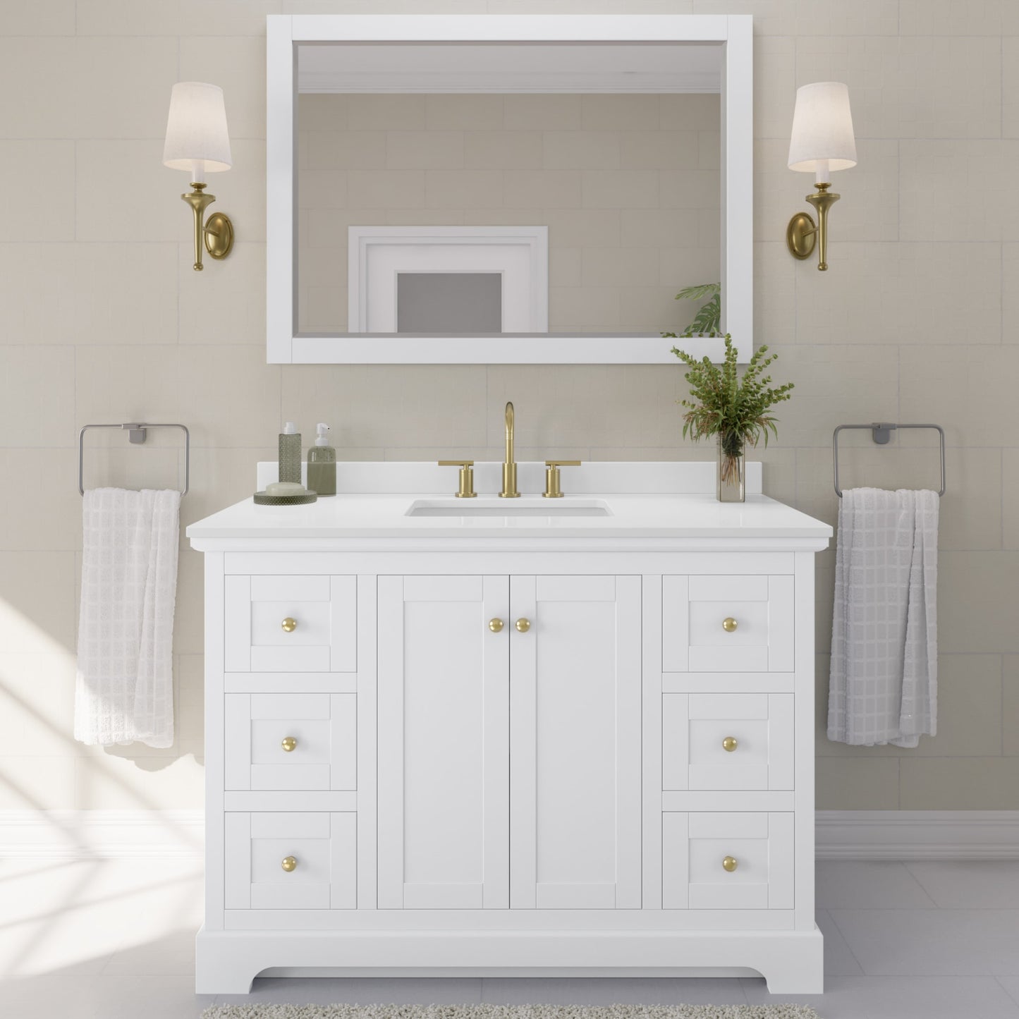 Avery Bathroom Vanity with Countertop 48 inch Single Sink 3-hole Faucet Setup