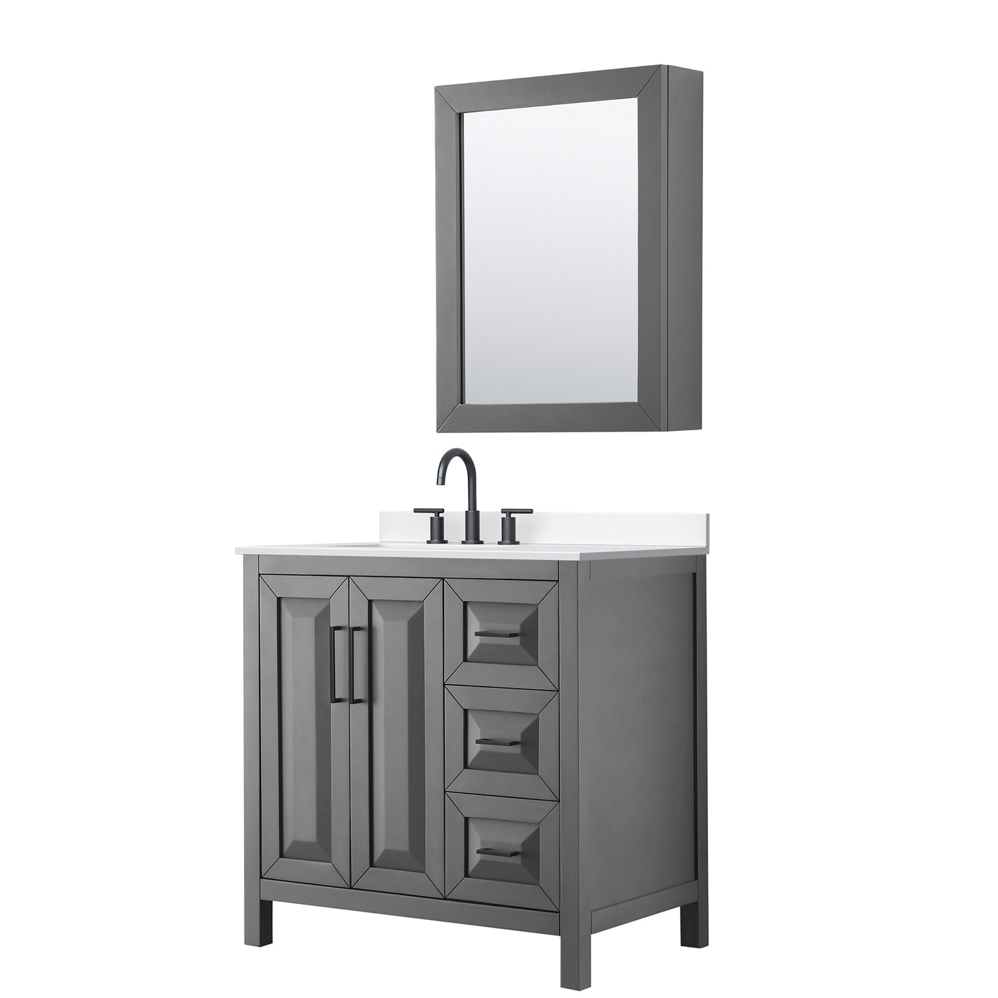 Daria Bathroom Vanity with Countertop 36 inch Single Sink 3-hole Faucet Setup