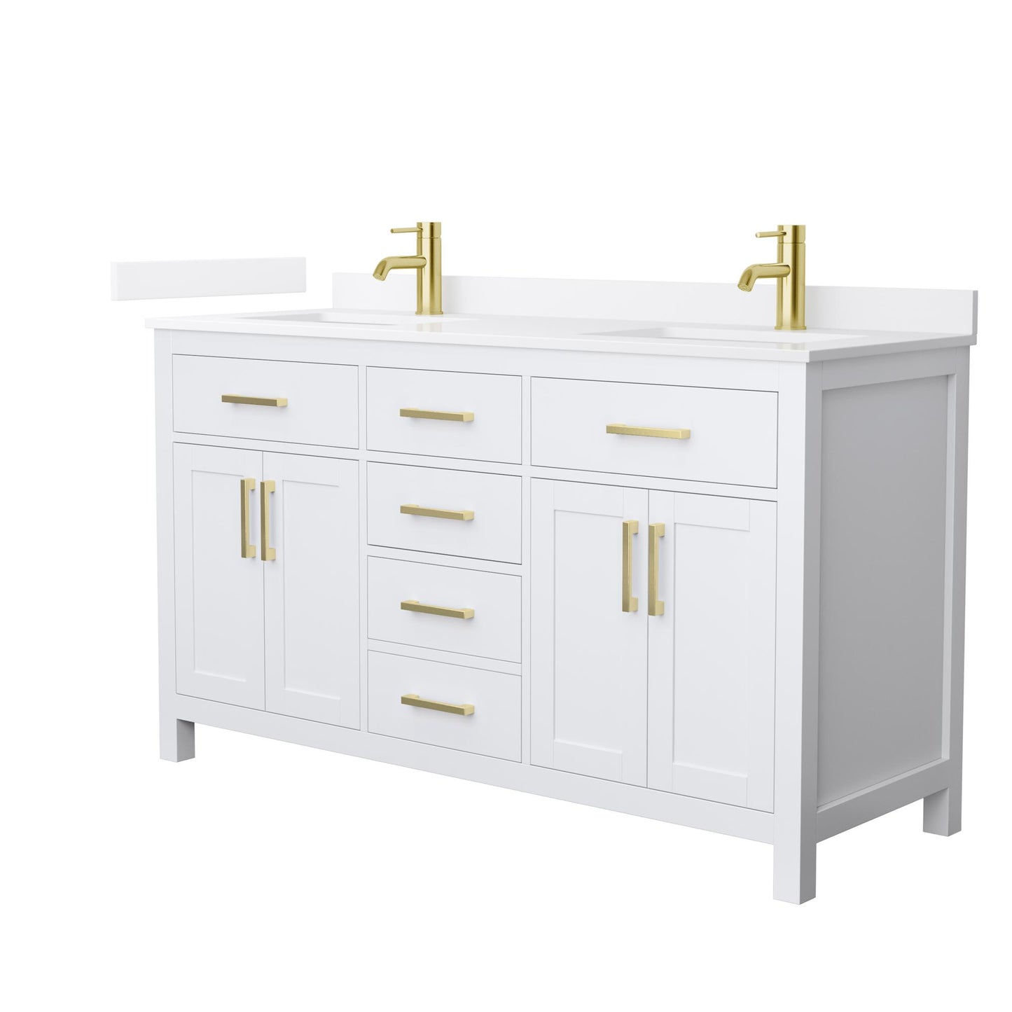 Beckett Bathroom Vanity with Countertop 60 inch Double Sink Single hole Faucet Setup