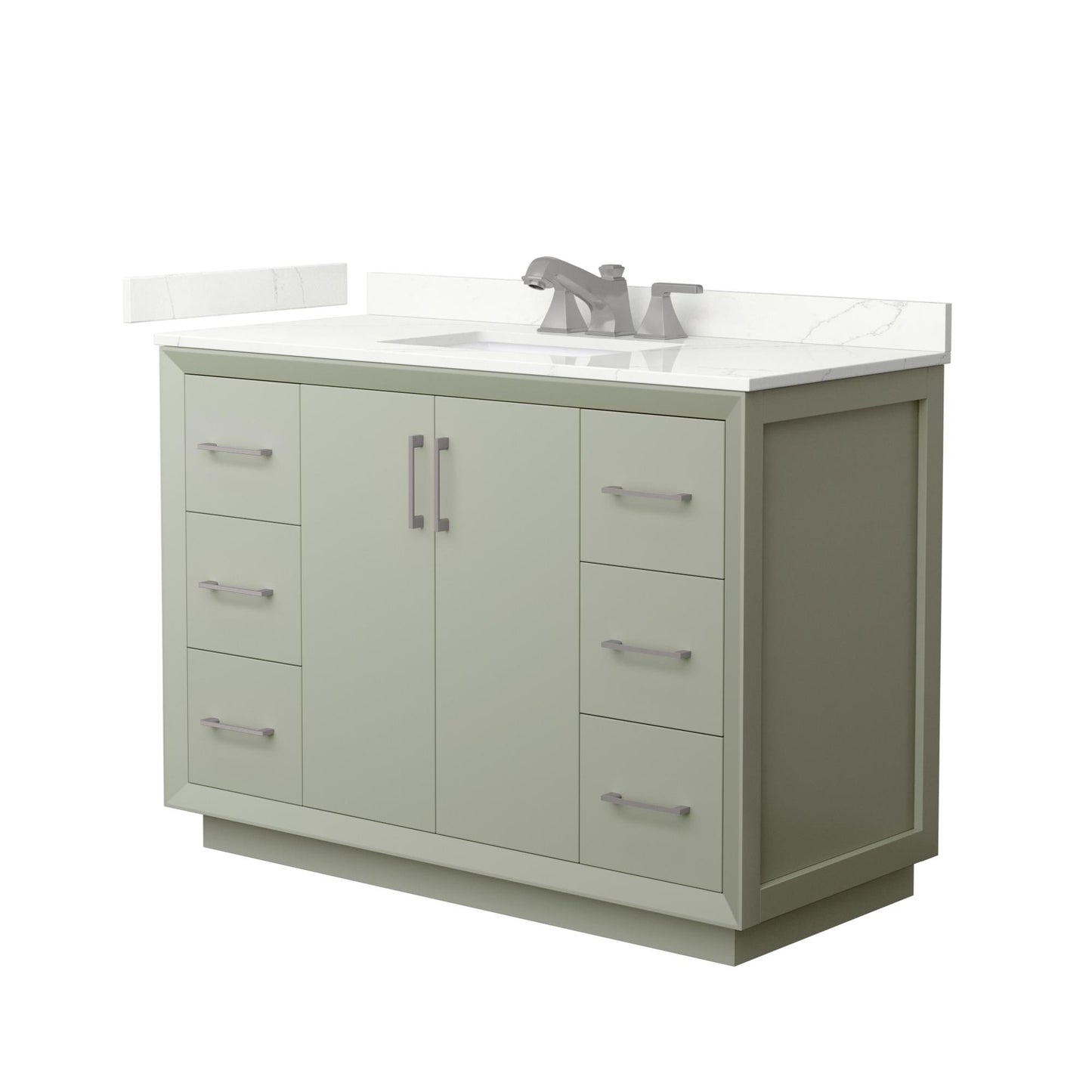 Strada Bathroom Vanity with Countertop 48 inch Single Sink 3-hole Faucet Setup