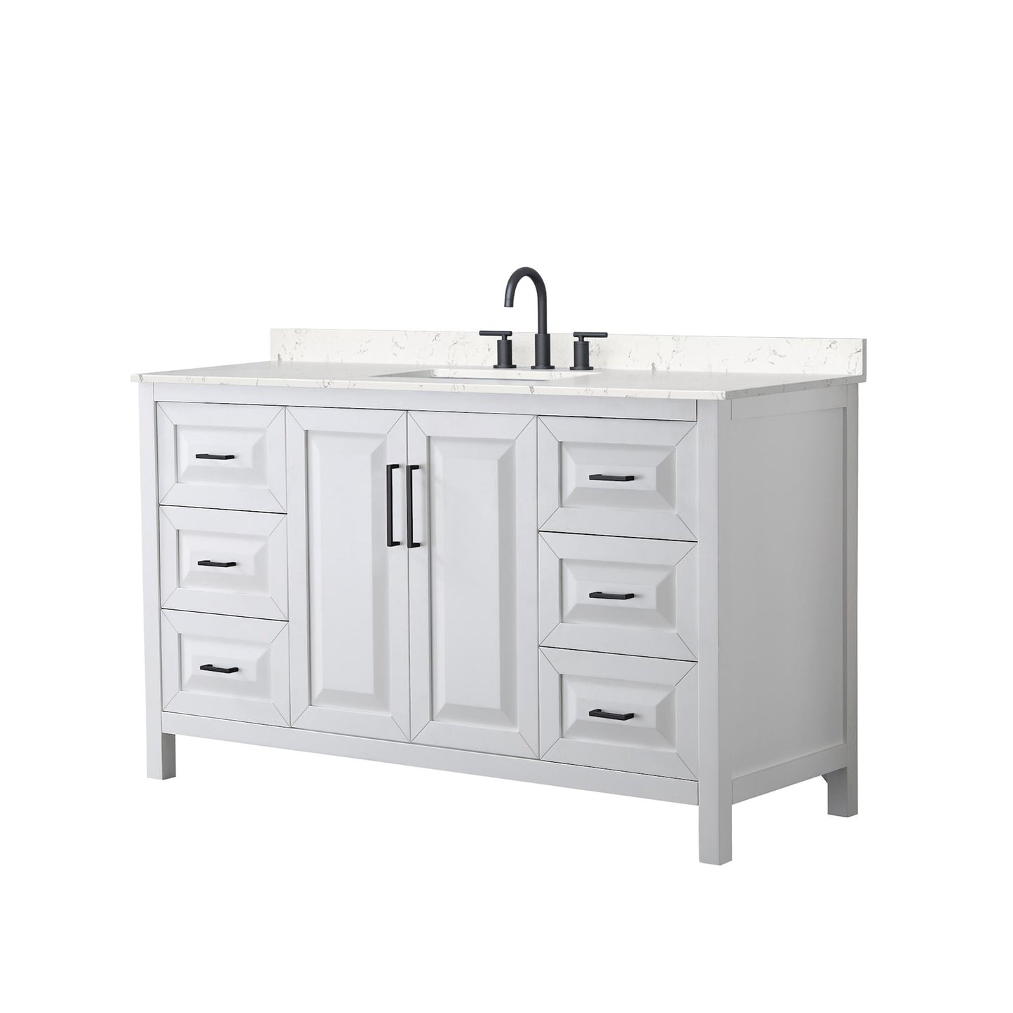 Daria Bathroom Vanity with Countertop 60 inch Single Sink 3-hole Faucet Setup