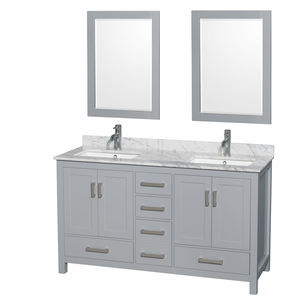 Sheffield Bathroom Vanity with Countertop 60 inch Double Sink Single hole Faucet Setup