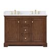 Custom image for Dark Walnut with Brushed Gold Trim / White Cultured Marble / No Mirror