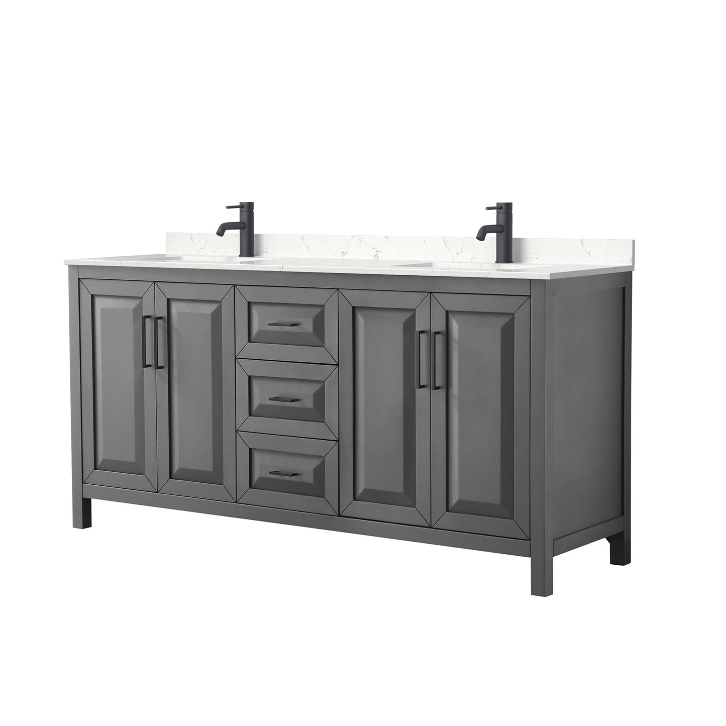 Daria Bathroom Vanity with Countertop 72 inch Double Sink Single hole Faucet Setup