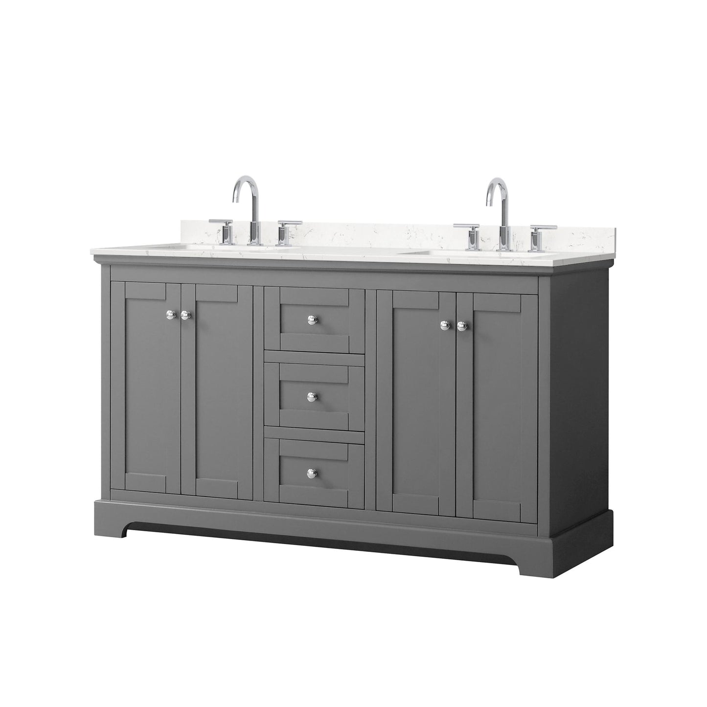 Avery Bathroom Vanity with Countertop 60 inch Double Sink 3-hole Faucet Setup