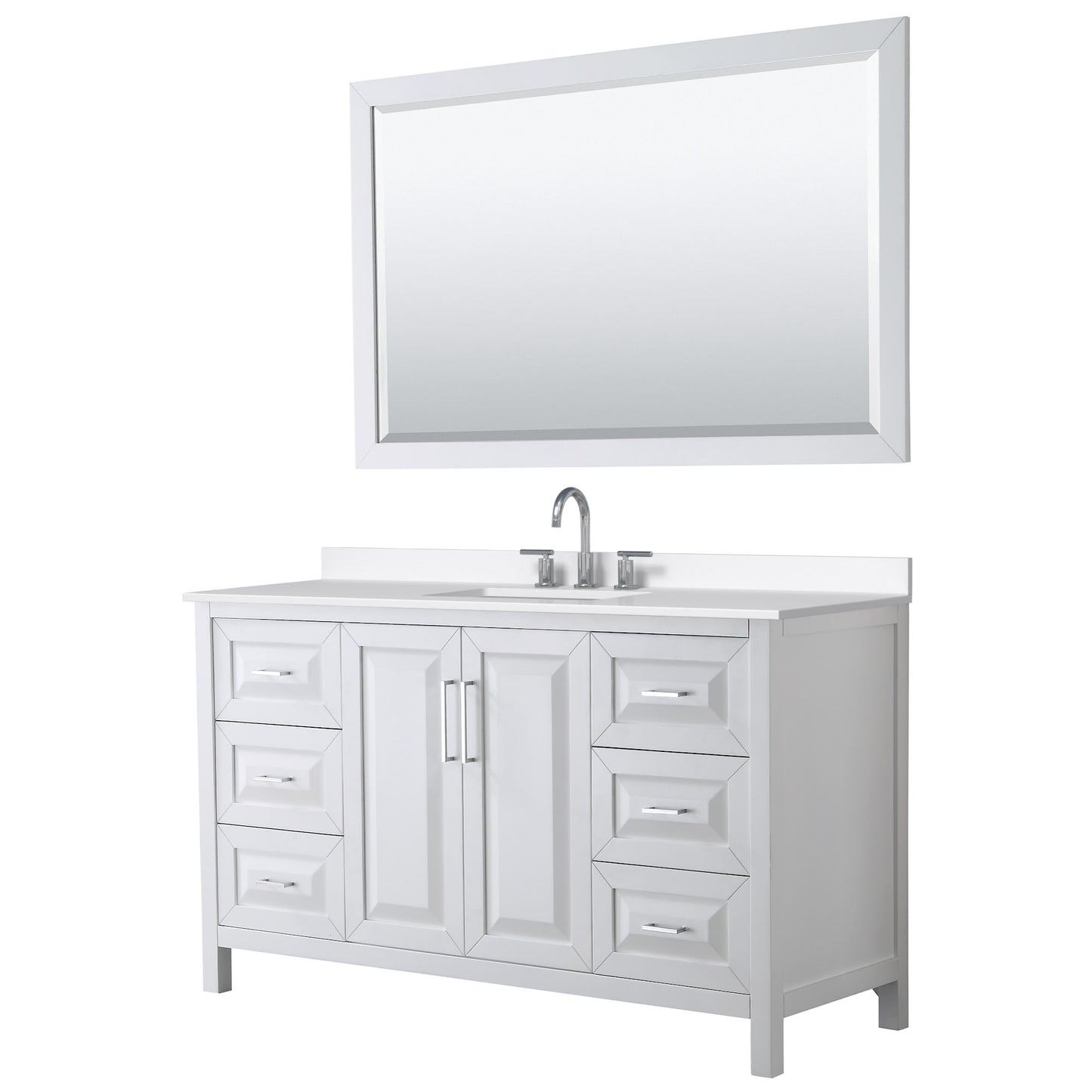 Daria Bathroom Vanity with Countertop 60 inch Single Sink 3-hole Faucet Setup