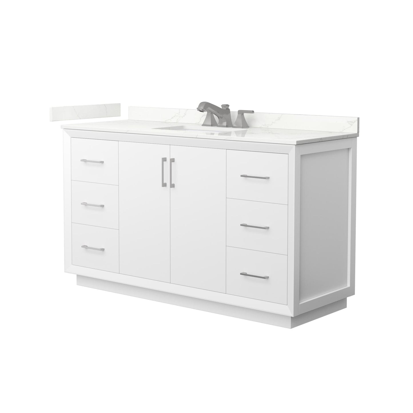 Strada Bathroom Vanity with Countertop 60 inch Single Sink 3-hole Faucet Setup