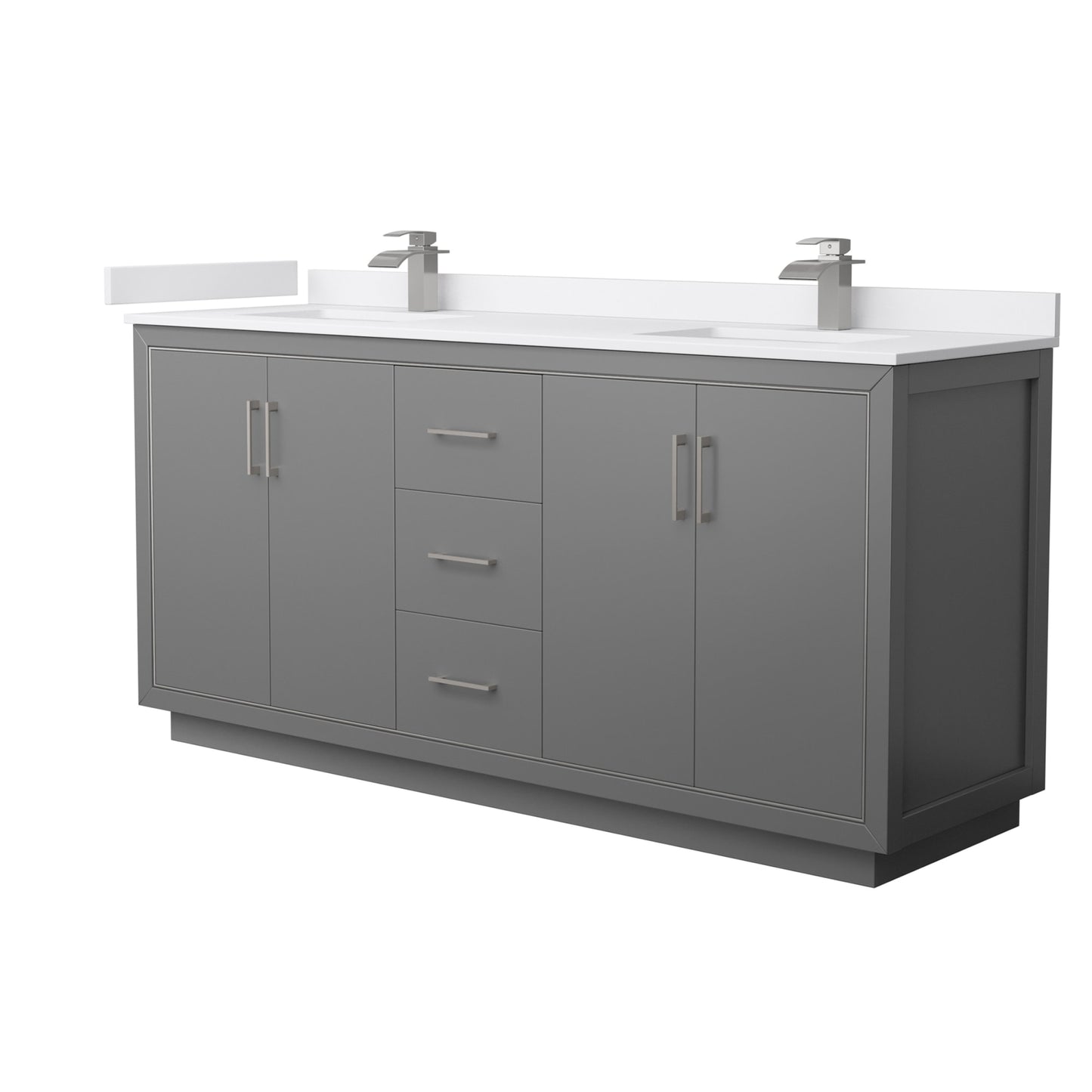 Icon Bathroom Vanity with Countertop 72 inch Double Sink Single hole Faucet Setup