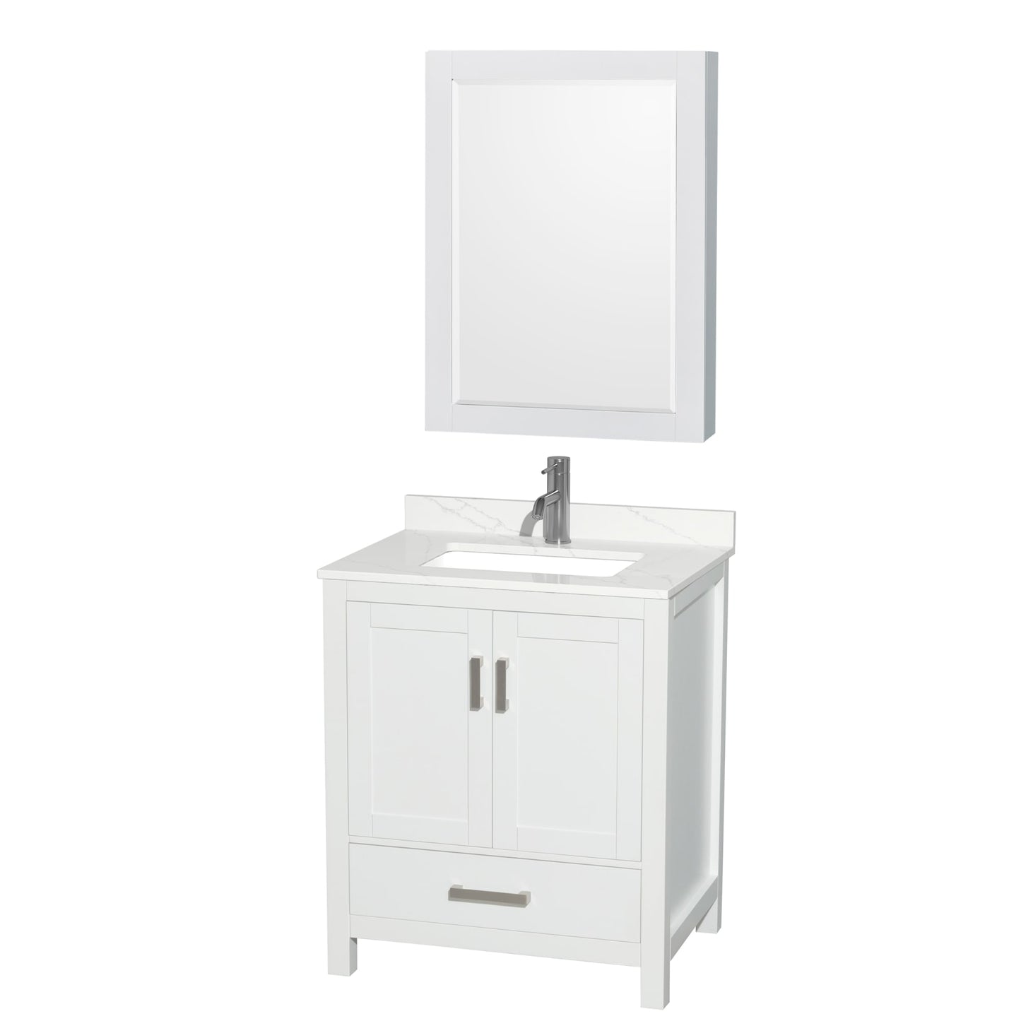 Sheffield Bathroom Vanity with Countertop 30 inch Single Sink Single hole Faucet Setup
