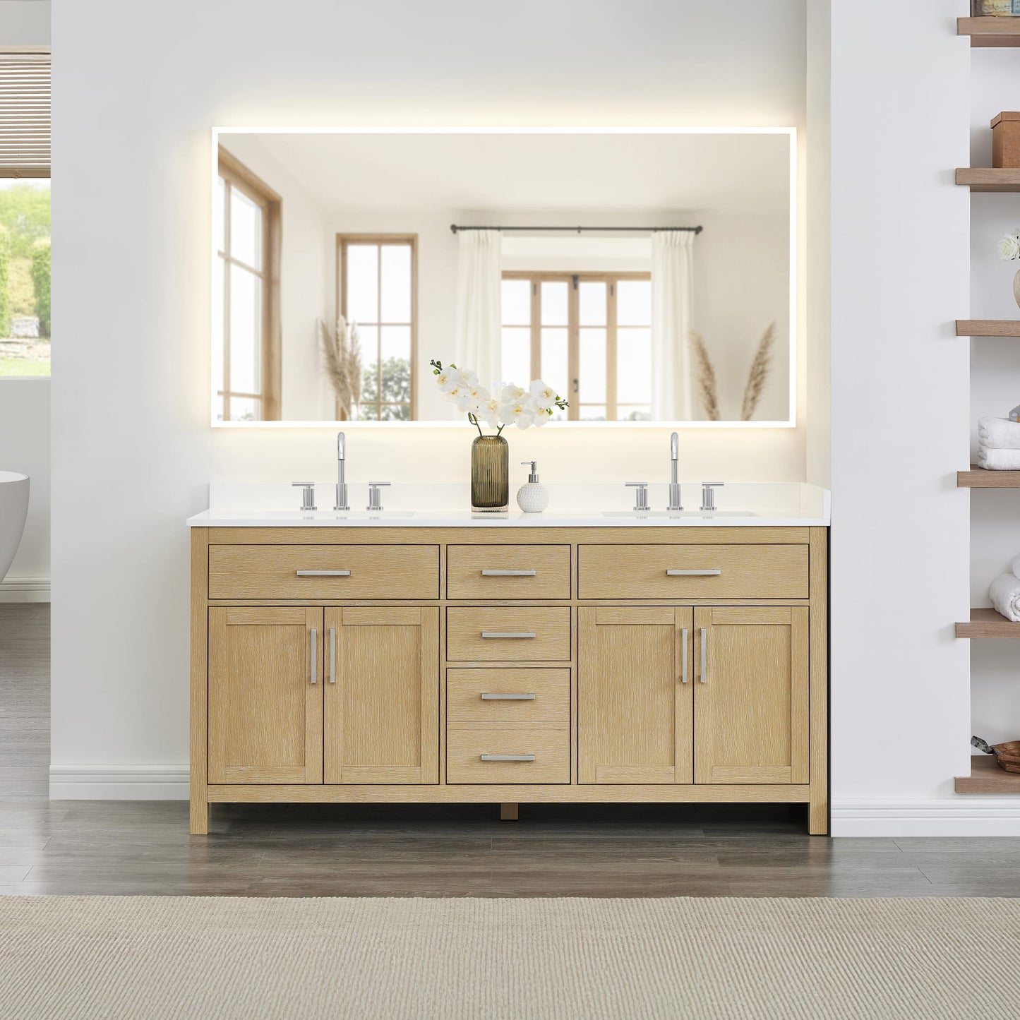 Beckett Bathroom Vanity with Countertop 72 inch Double Sink 3-hole Faucet Setup