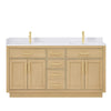 Custom image for Rift Oak with Brushed Gold Trim / White Cultured Marble / No Mirror