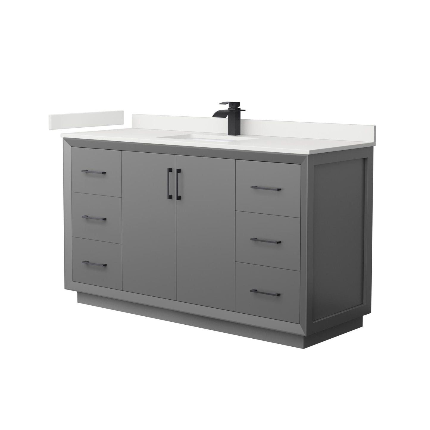 Strada Bathroom Vanity with Countertop 60 inch Single Sink Single hole Faucet Setup