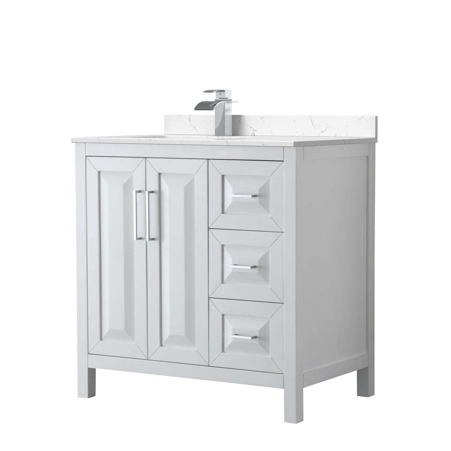 Daria Bathroom Vanity with Countertop 36 inch Single Sink Single hole Faucet Setup