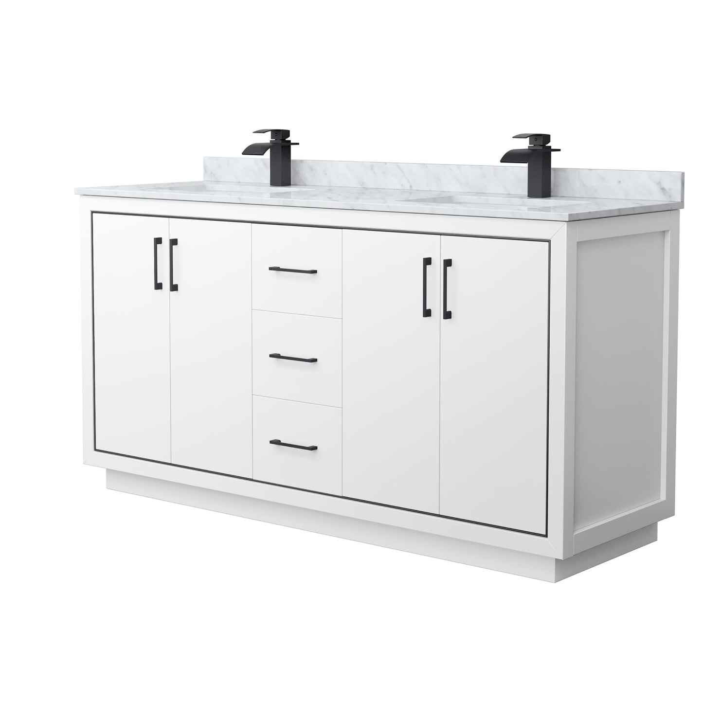 Icon Bathroom Vanity with Countertop 66 inch Double Sink Single hole Faucet Setup