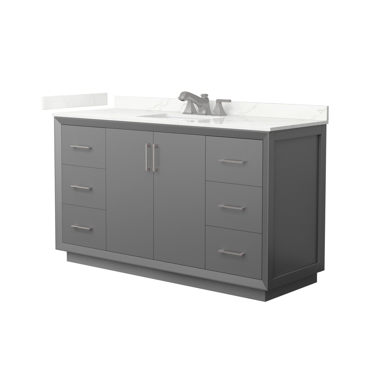 Strada Bathroom Vanity with Countertop 60 inch Single Sink 3-hole Faucet Setup