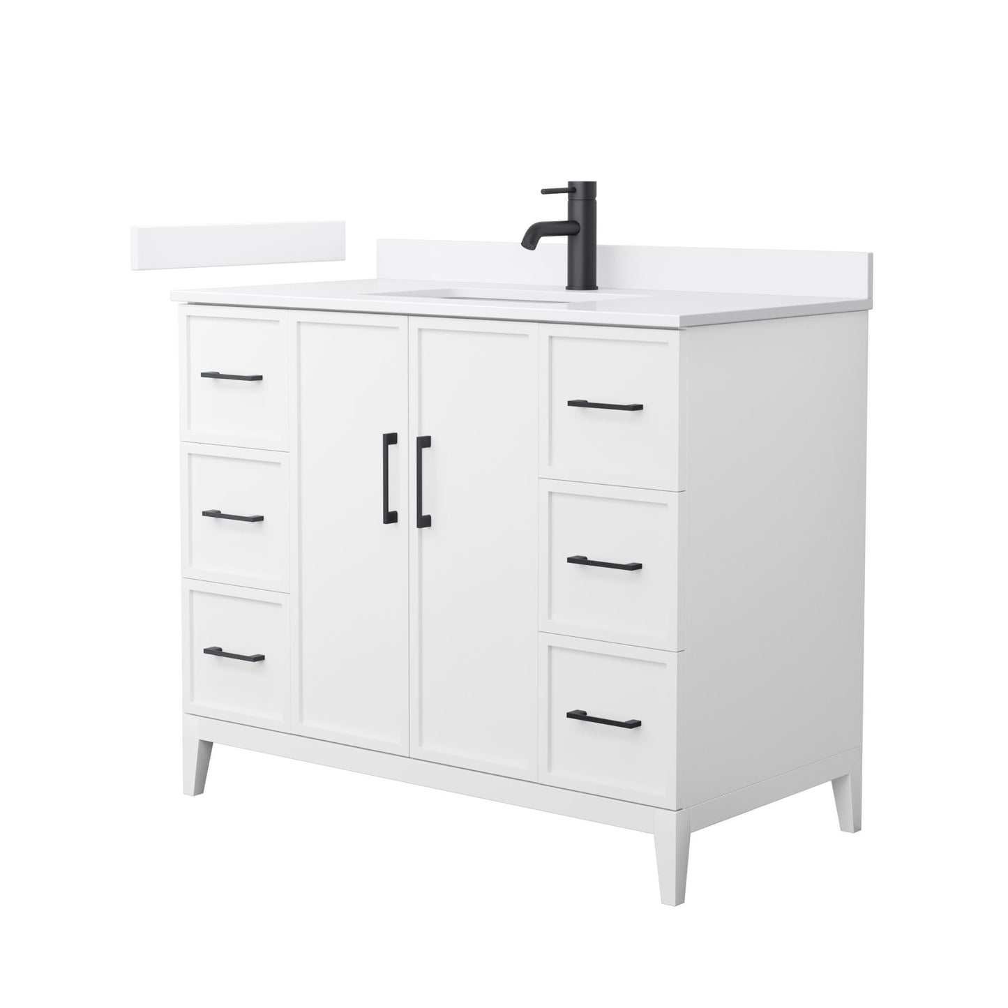 Elan Bathroom Vanity with Countertop 42 inch Single Sink Single hole Faucet Setup