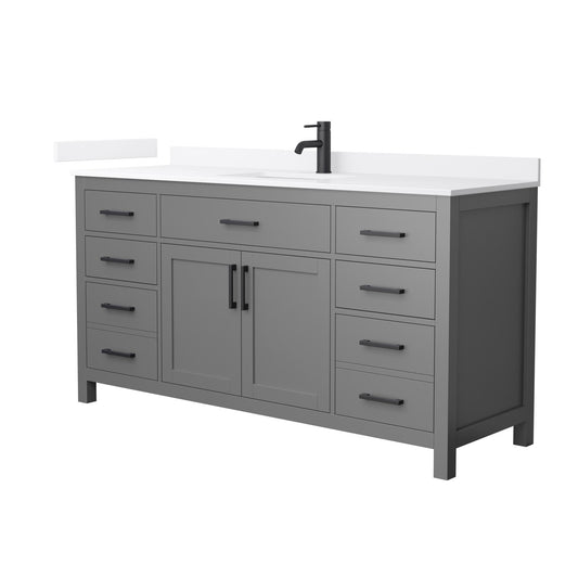 Beckett Bathroom Vanity with Countertop 66 inch Single Sink Single hole Faucet Setup