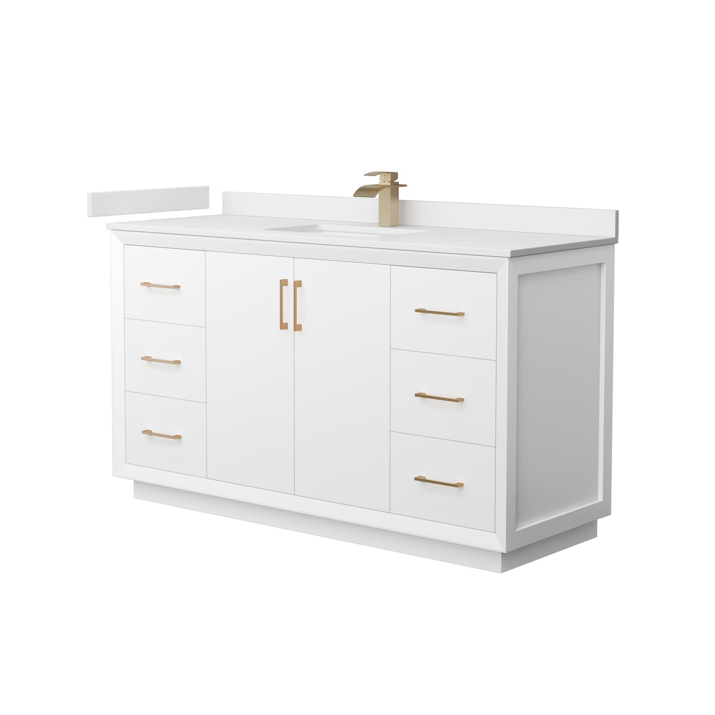 Strada Bathroom Vanity with Countertop 60 inch Single Sink Single hole Faucet Setup