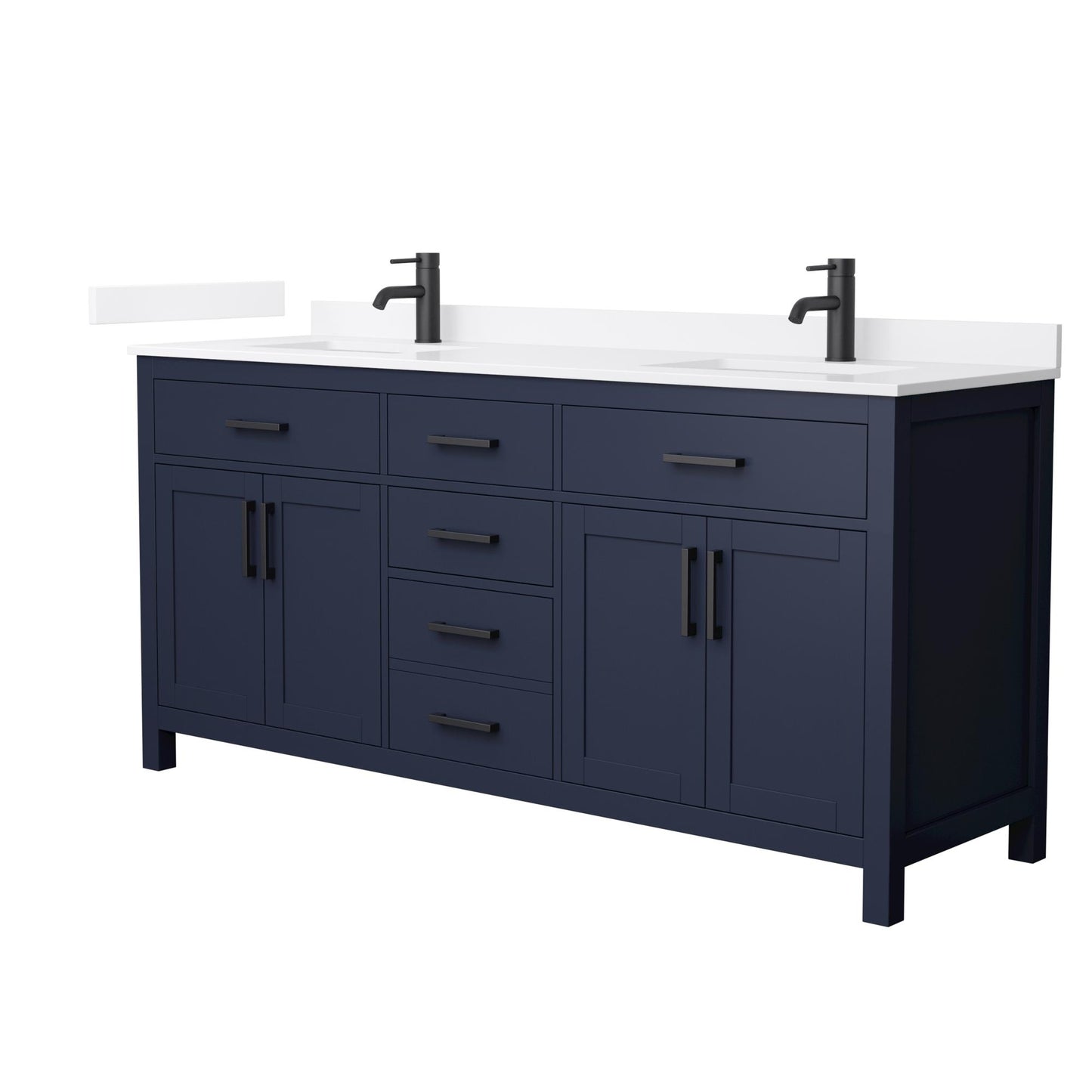 Beckett Bathroom Vanity with Countertop 72 inch Double Sink Single hole Faucet Setup