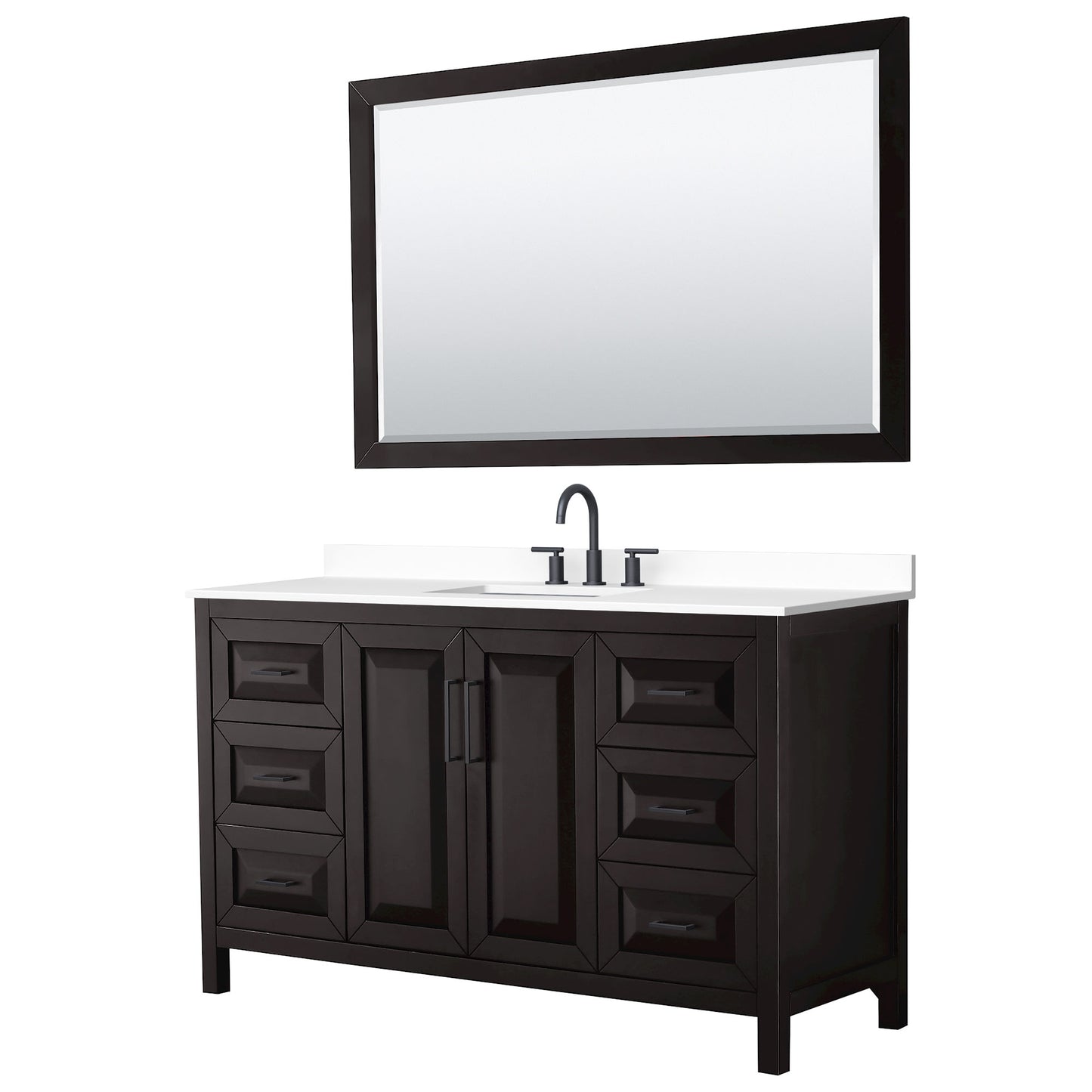 Daria Bathroom Vanity with Countertop 60 inch Single Sink 3-hole Faucet Setup