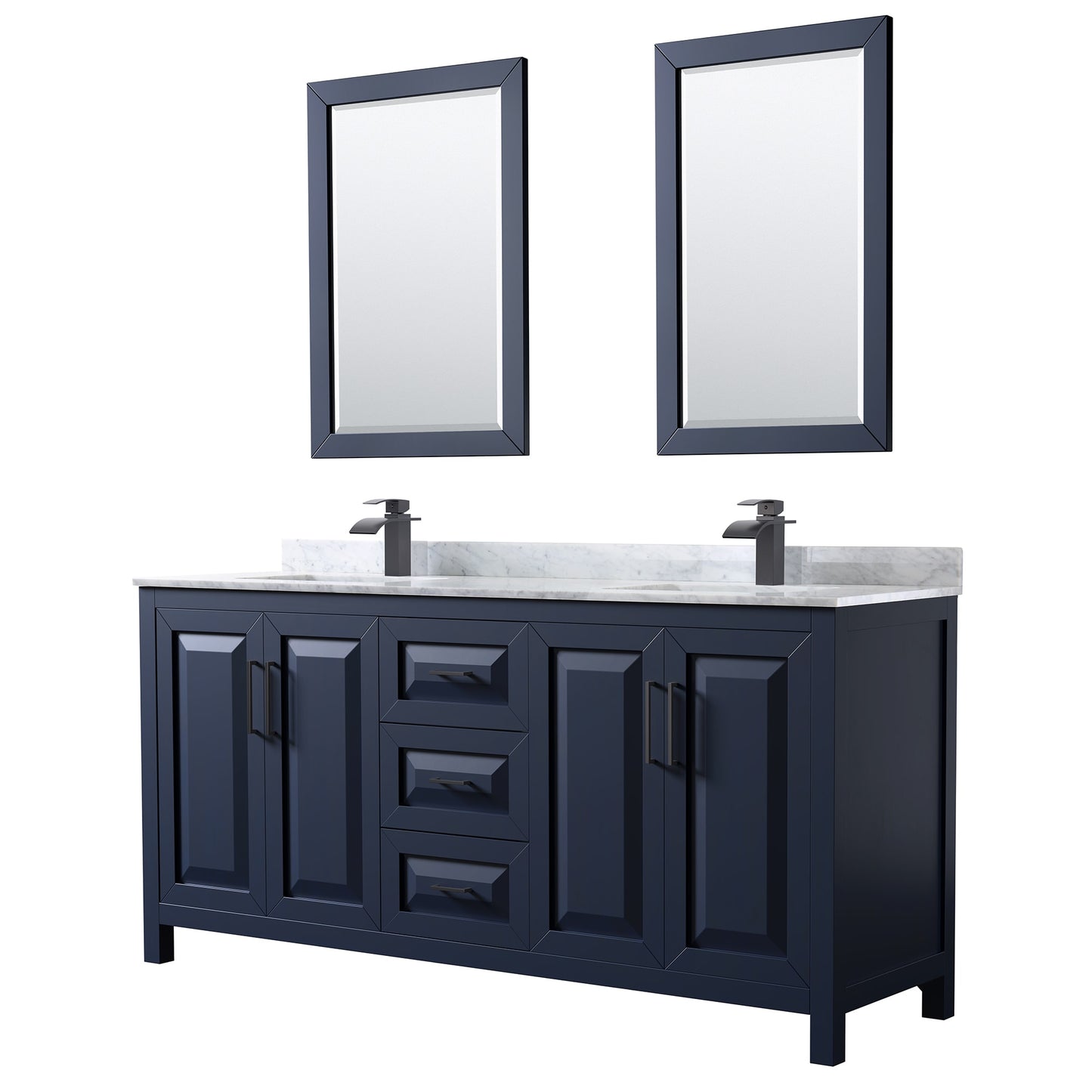 Daria Bathroom Vanity with Countertop 72 inch Double Sink Single hole Faucet Setup