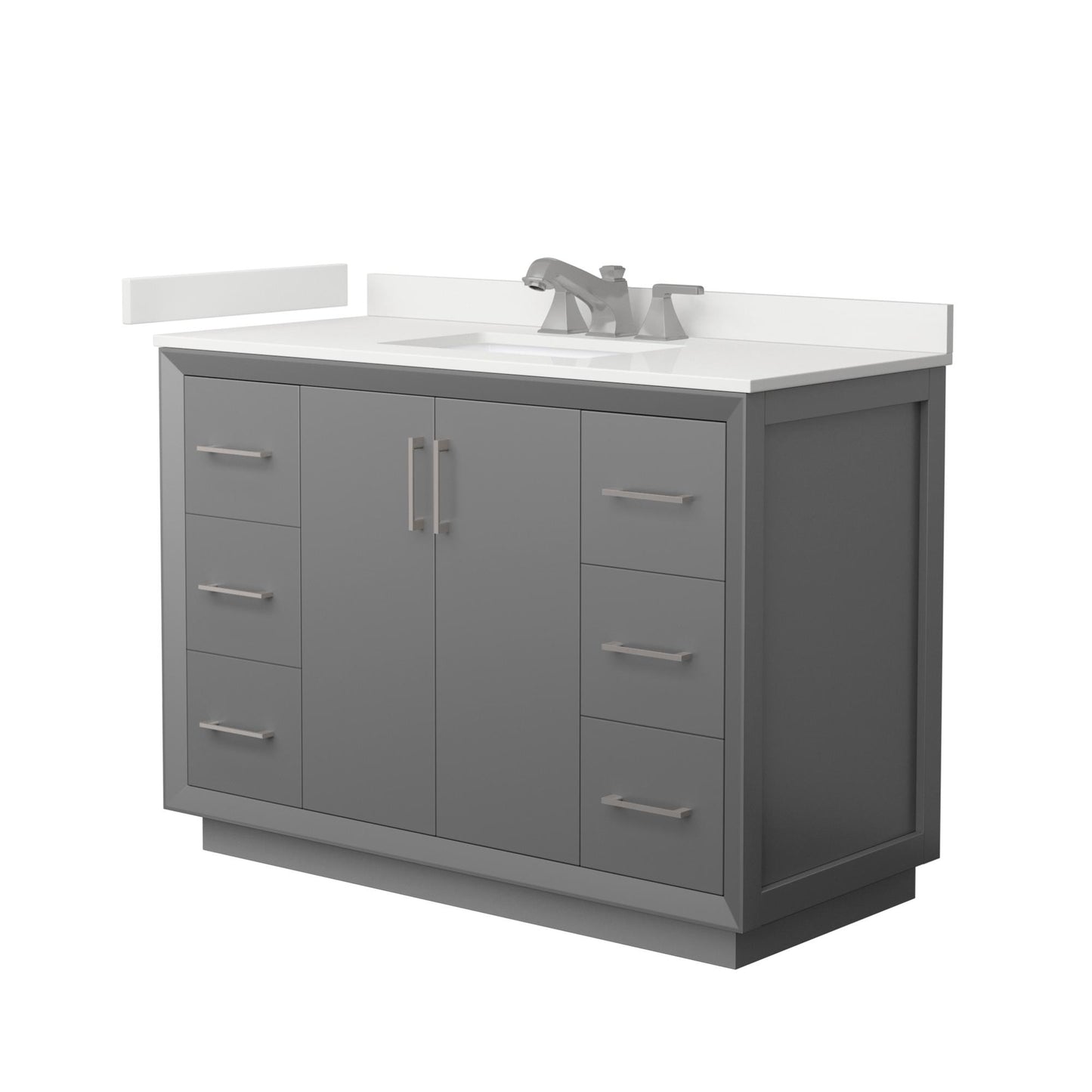 Strada Bathroom Vanity with Countertop 48 inch Single Sink 3-hole Faucet Setup