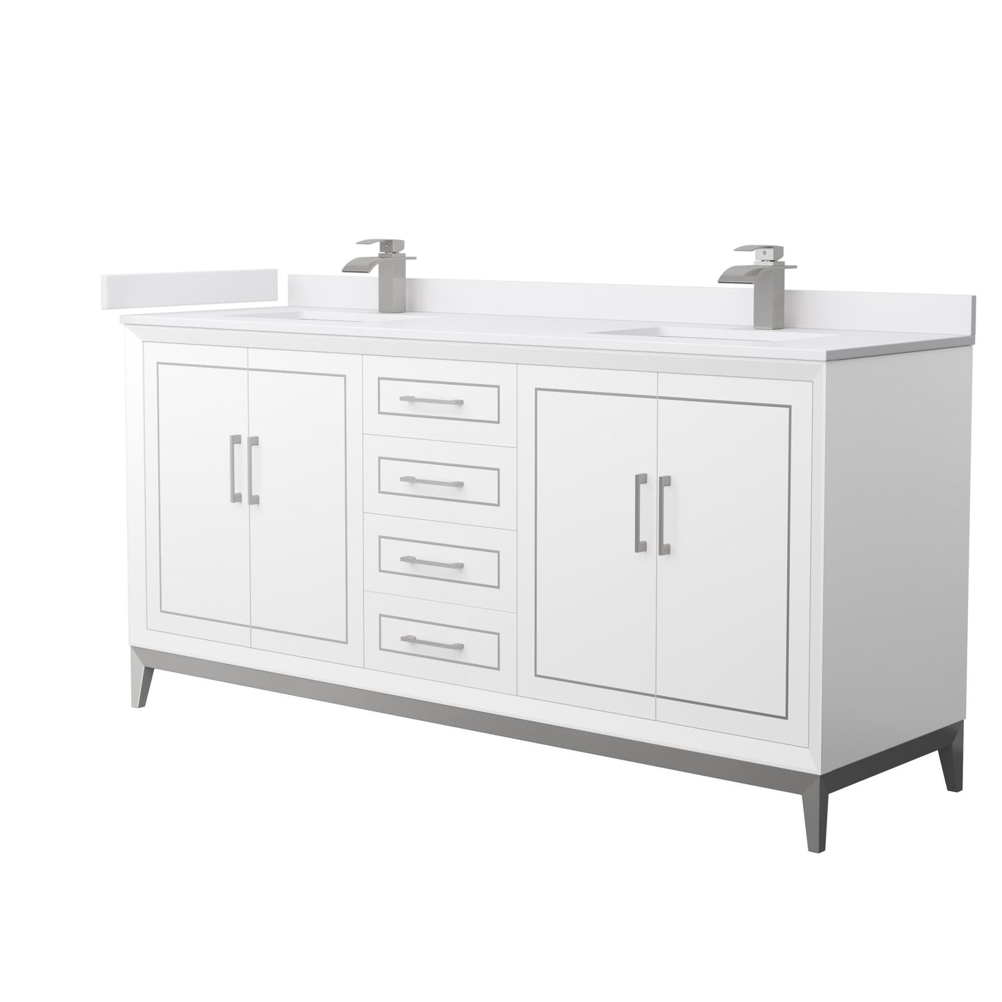 Marlena Bathroom Vanity with Countertop 72 inch Double Sink Single hole Faucet Setup