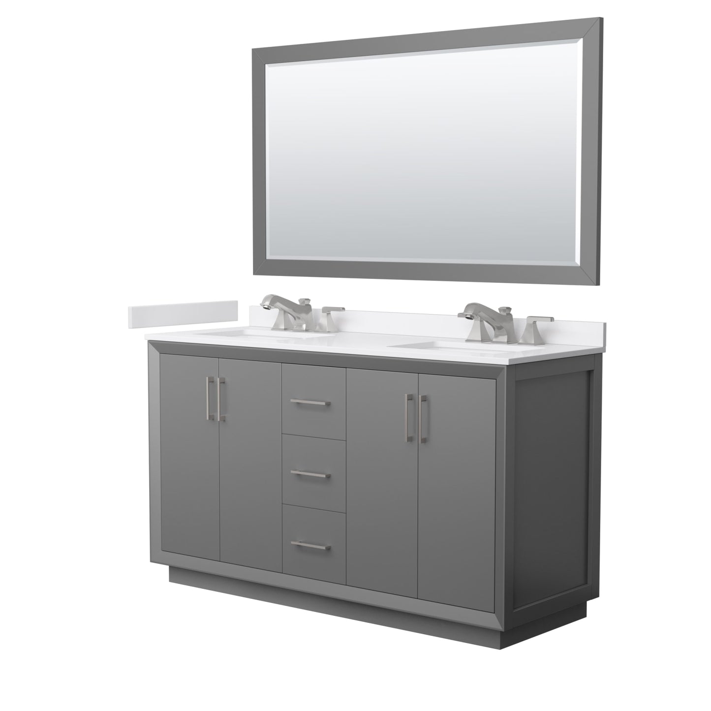 Strada Bathroom Vanity with Countertop 60 inch Double Sink 3-hole Faucet Setup