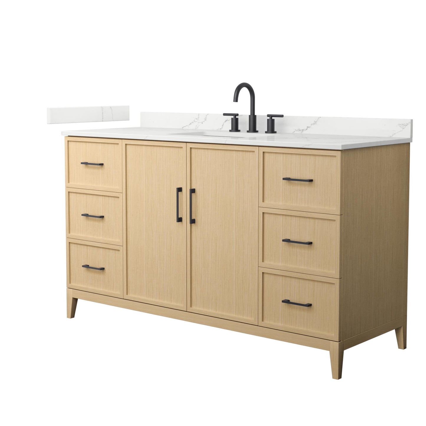 Elan Bathroom Vanity with Countertop 60 inch Single Sink 3-hole Faucet Setup