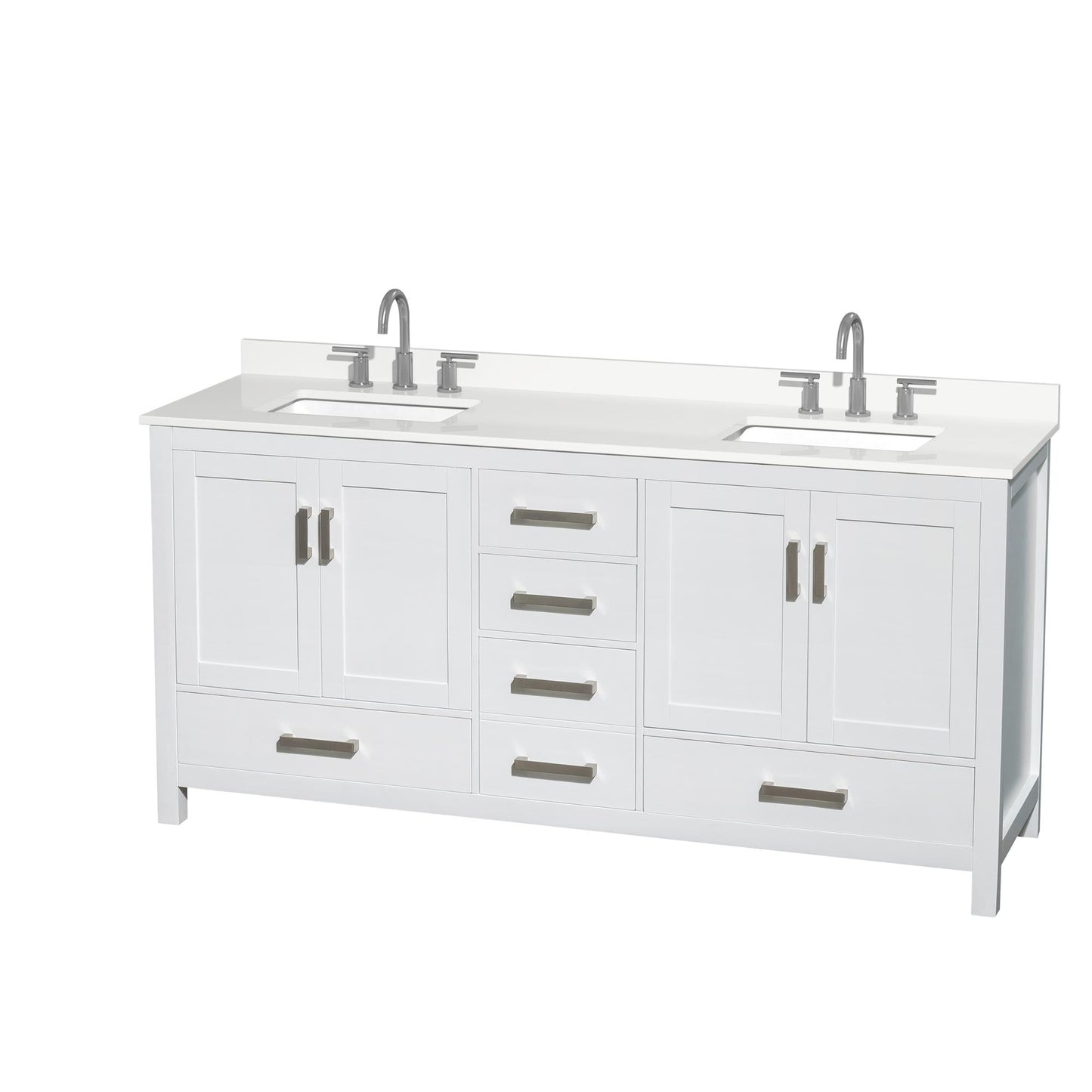 Sheffield Bathroom Vanity with Countertop 72 inch Double Sink 3-hole Faucet Setup