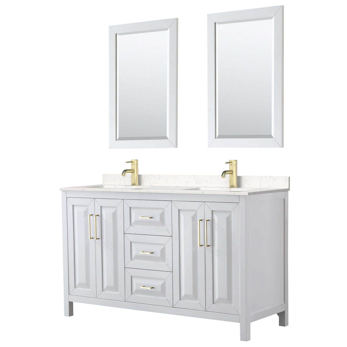 Daria Bathroom Vanity with Countertop 60 inch Double Sink Single hole Faucet Setup