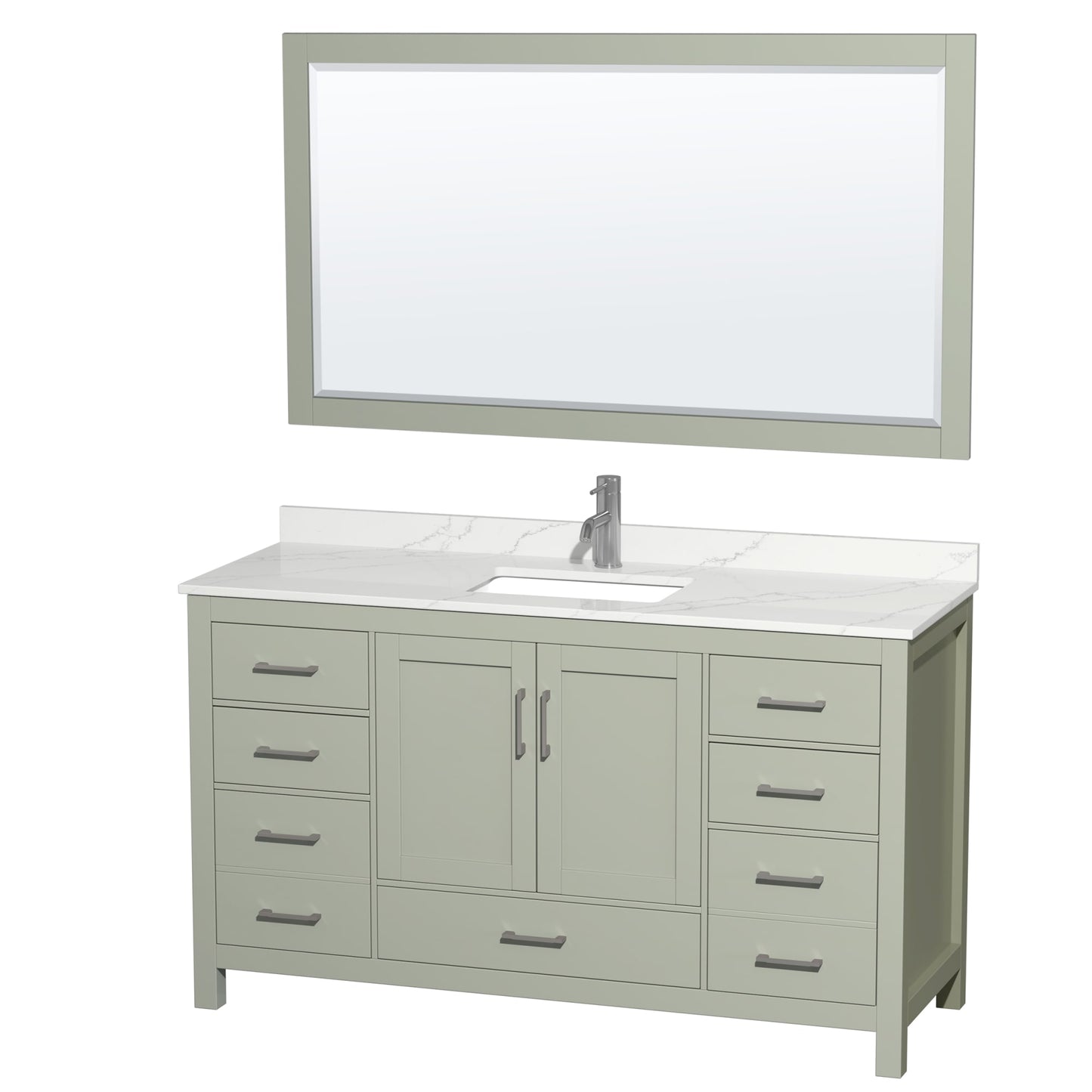 Sheffield Bathroom Vanity with Countertop 60 inch Single Sink Single hole Faucet Setup