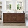 Custom image for Dark Walnut with Brushed Gold Trim / White Cultured Marble / No Mirror