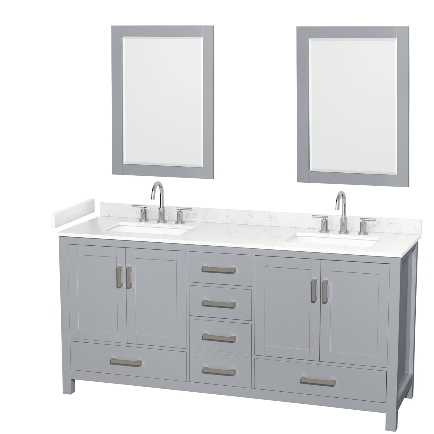 Sheffield Bathroom Vanity with Countertop 72 inch Double Sink 3-hole Faucet Setup