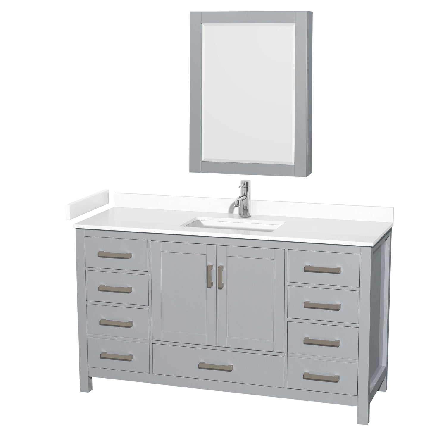 Sheffield Bathroom Vanity with Countertop 60 inch Single Sink Single hole Faucet Setup